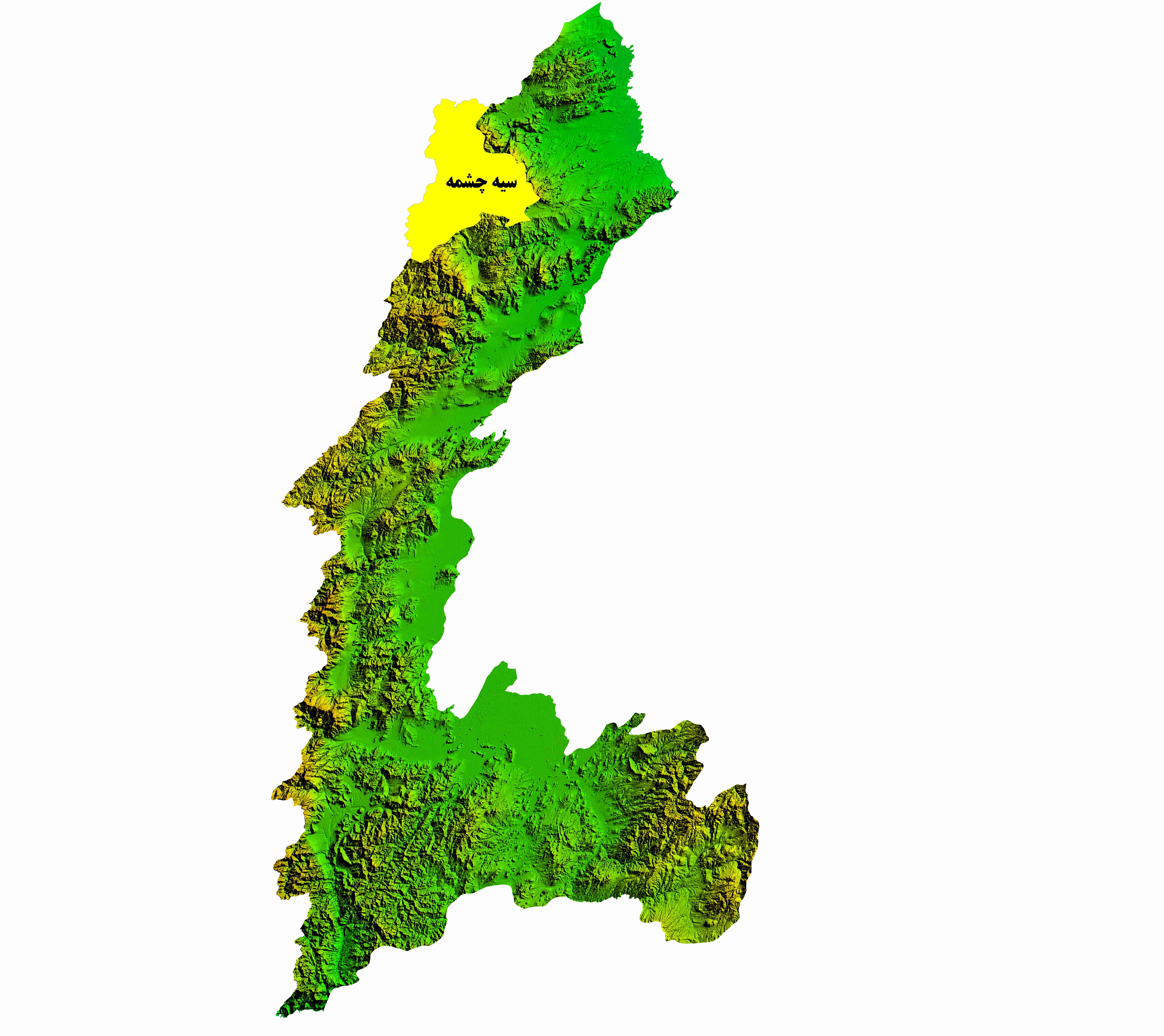 نقشه DEM استان آذربایجان غربی-شهرستان سیاه چشمه