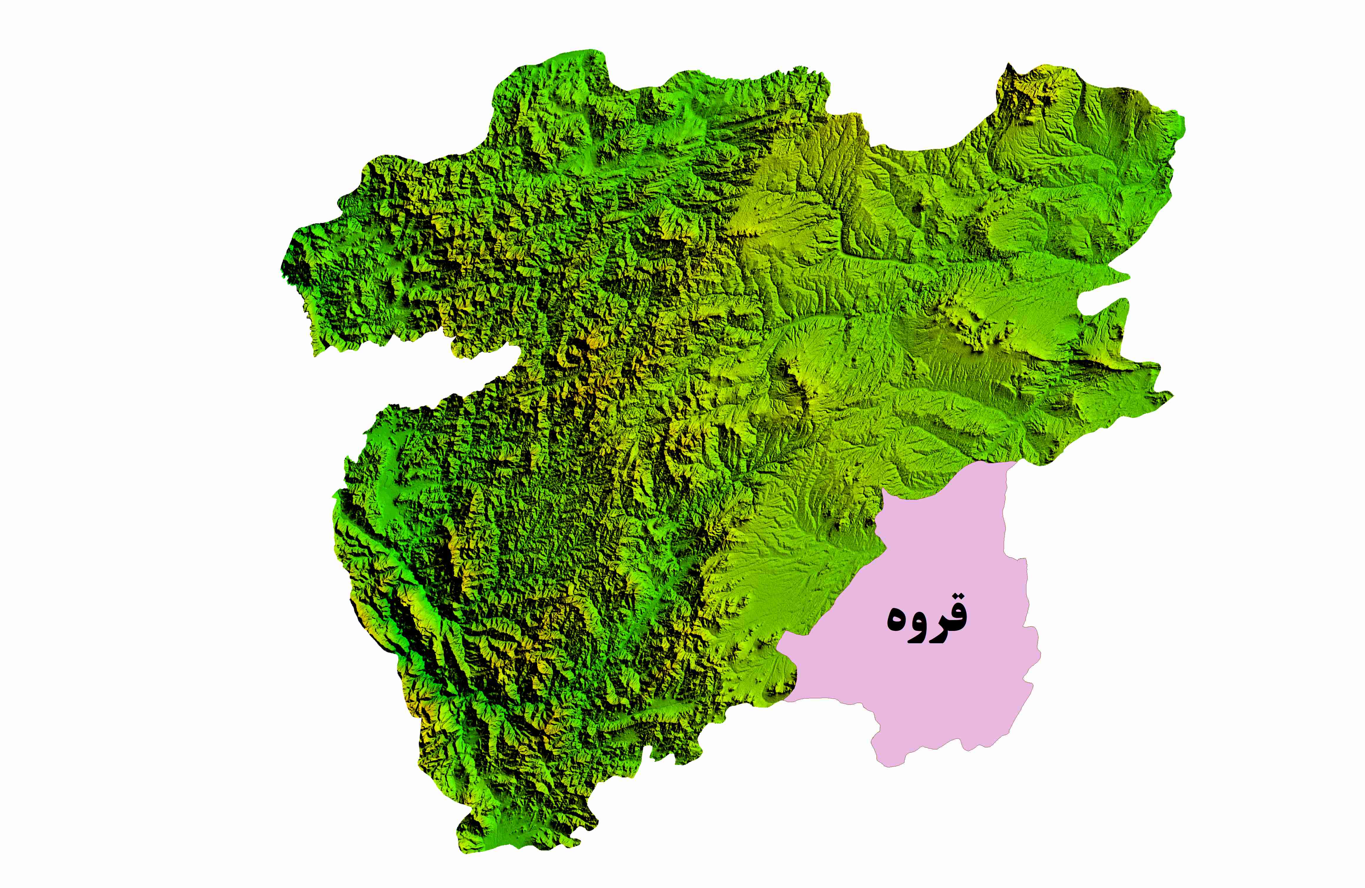 نقشه DEM  استان کردستان- شهرستان قروه