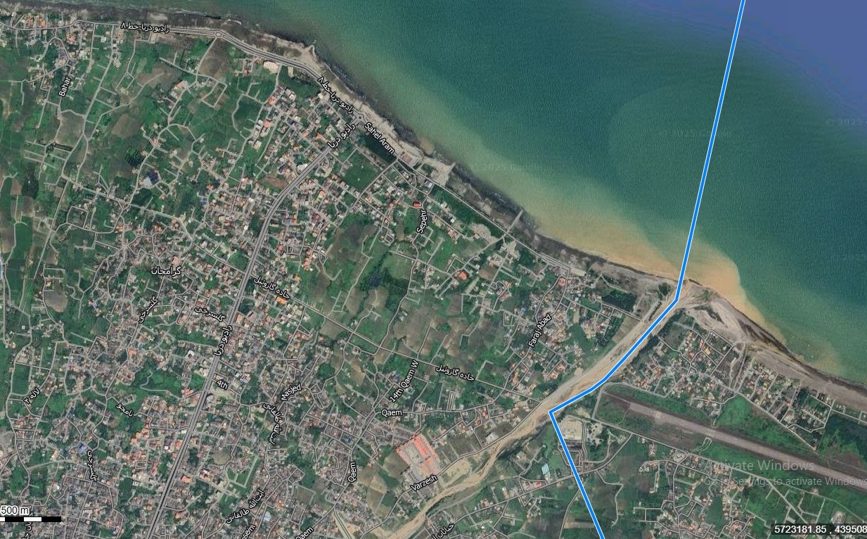 نقشه همراه با تصویر هوایی ماهواره ای شهر چالوس  در اتوکد با مختصات UTM