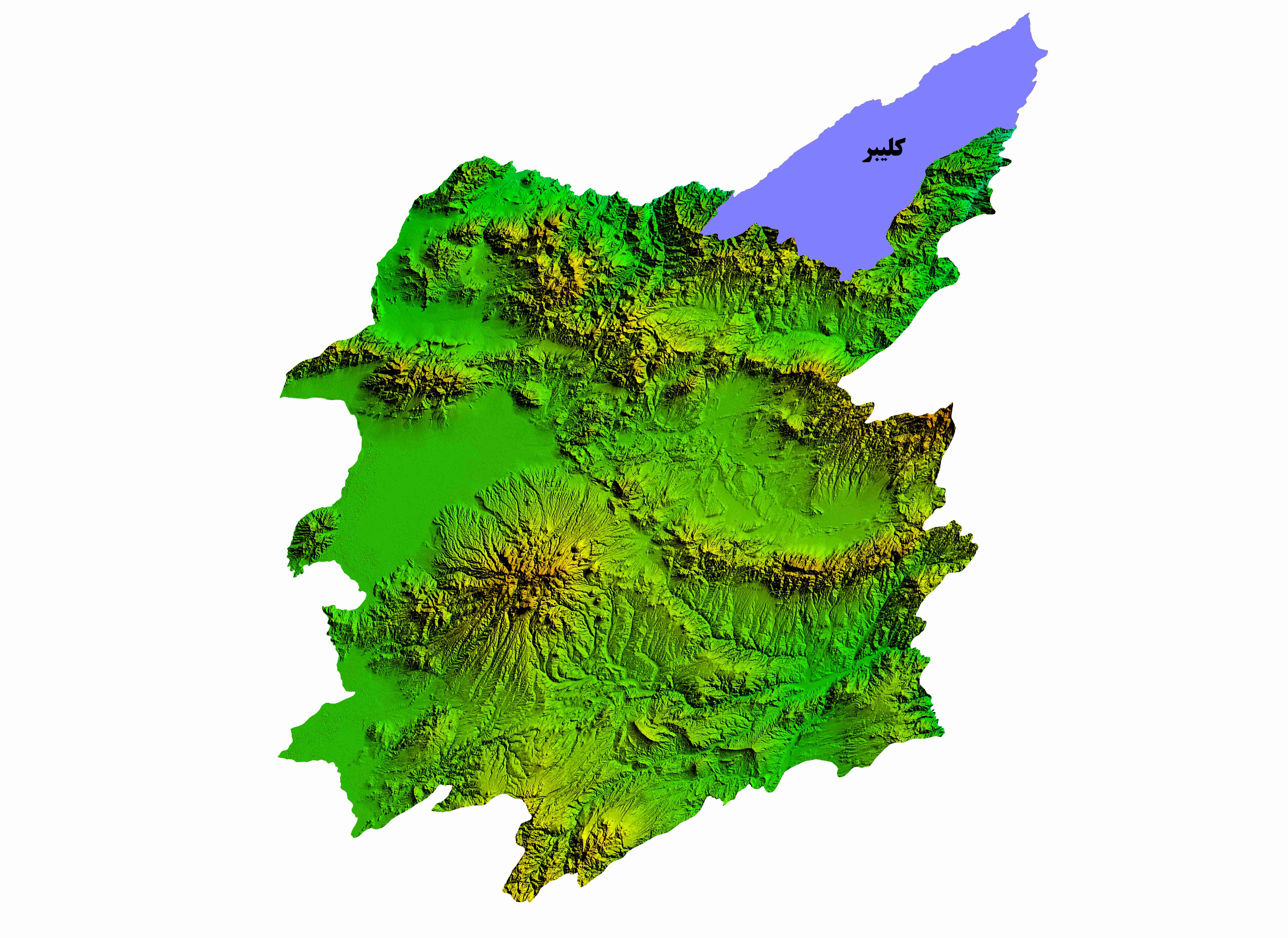 نقشه DEM استان آذربایجان شرقی-شهرستان کلیبر