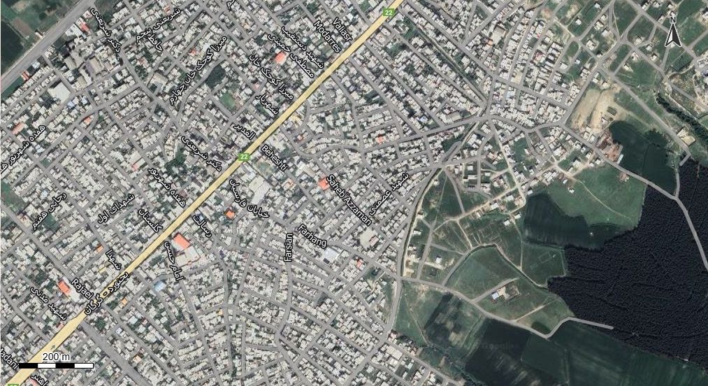 نقشه همراه با تصویر هوایی - ماهواره ای شهر گالیکش در اتوکد با مختصات UTM