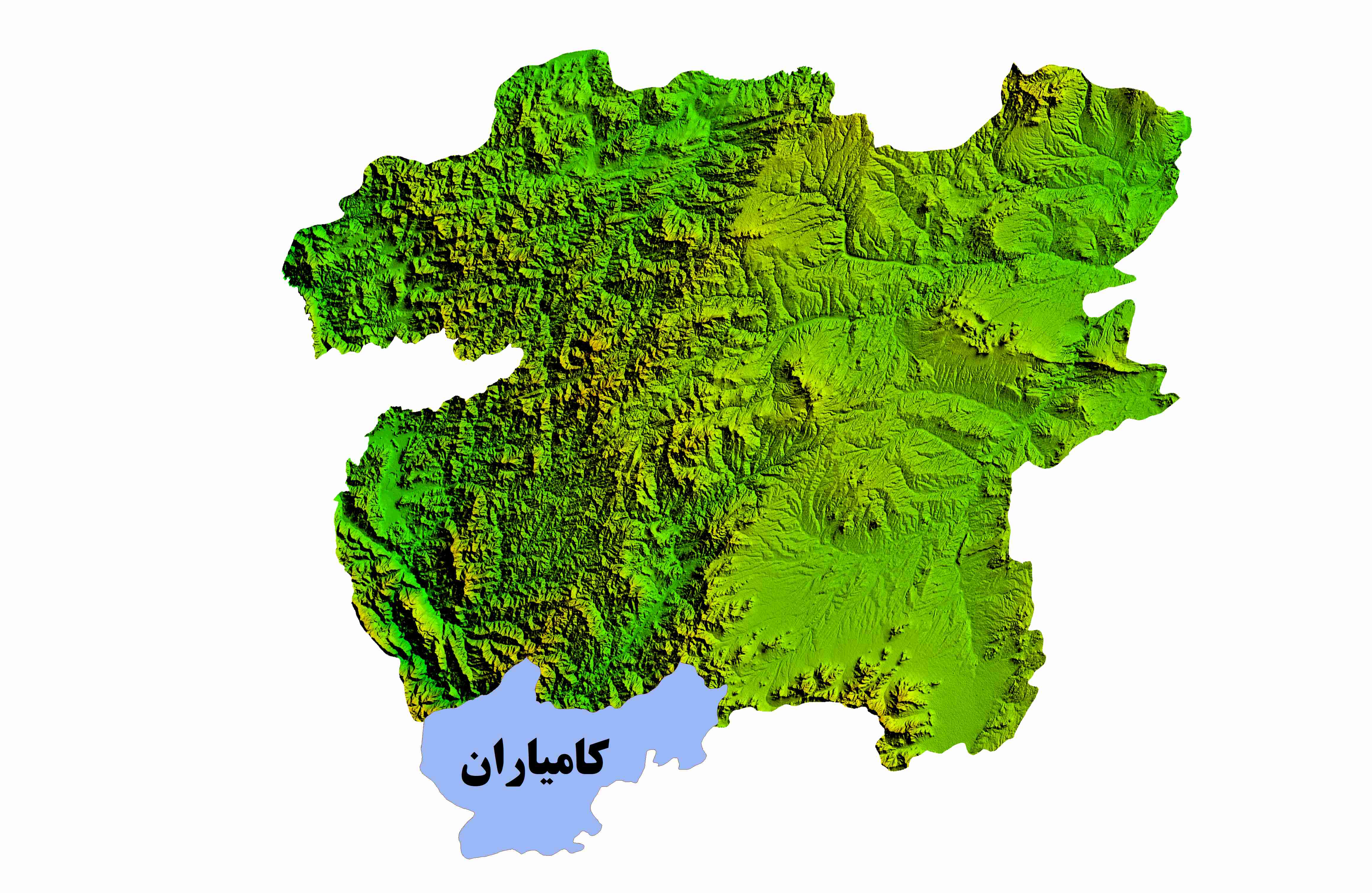 نقشه DEM  استان کردستان- شهرستان کامیاران