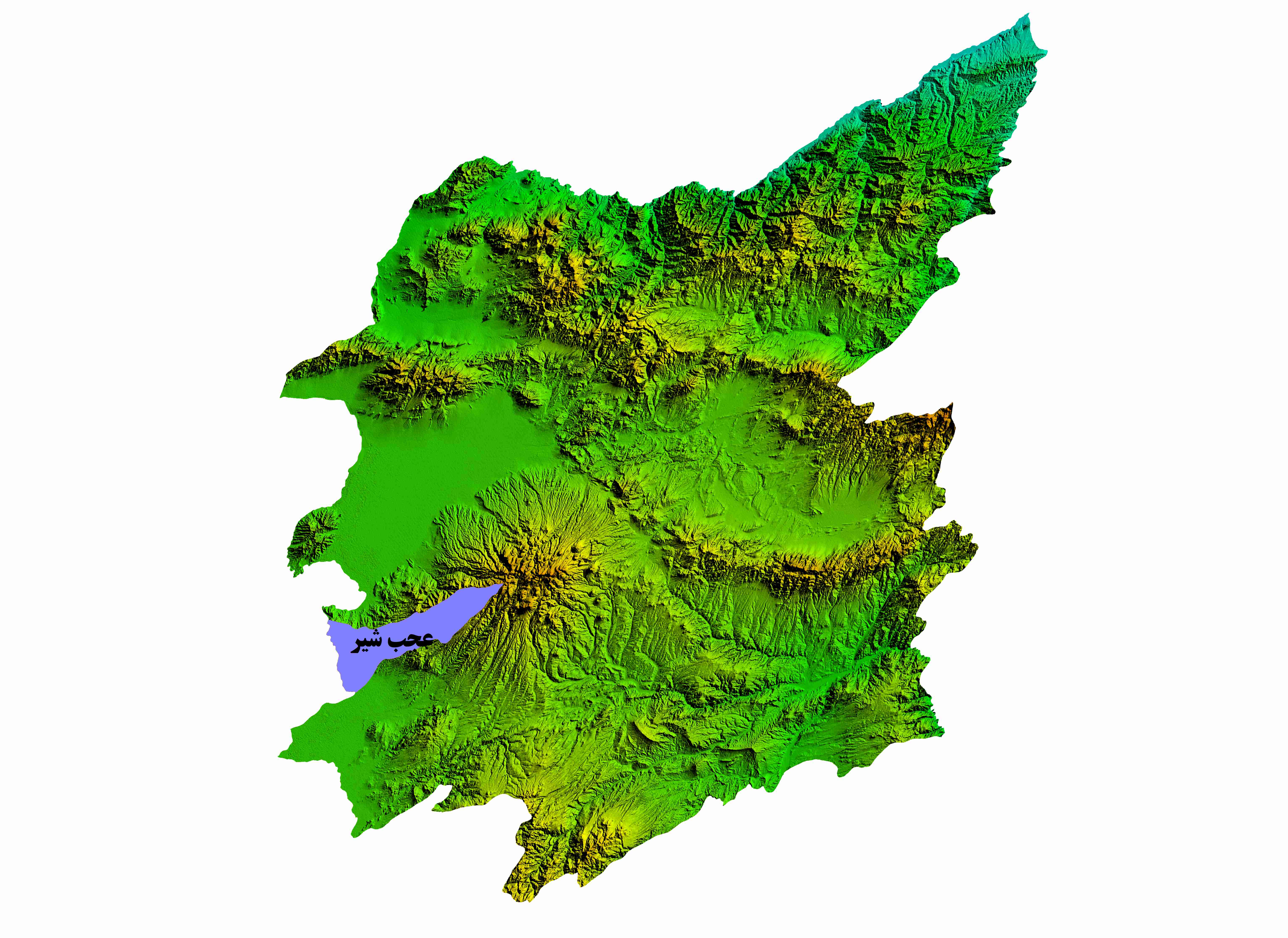 نقشه DEM استان آذربایجان شرقی-شهرستان عجب شیر