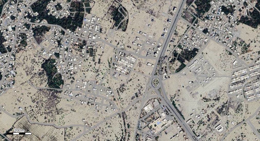 نقشه همراه با تصویر هوایی - ماهواره ای میناب در اتوکد با مختصات UTM