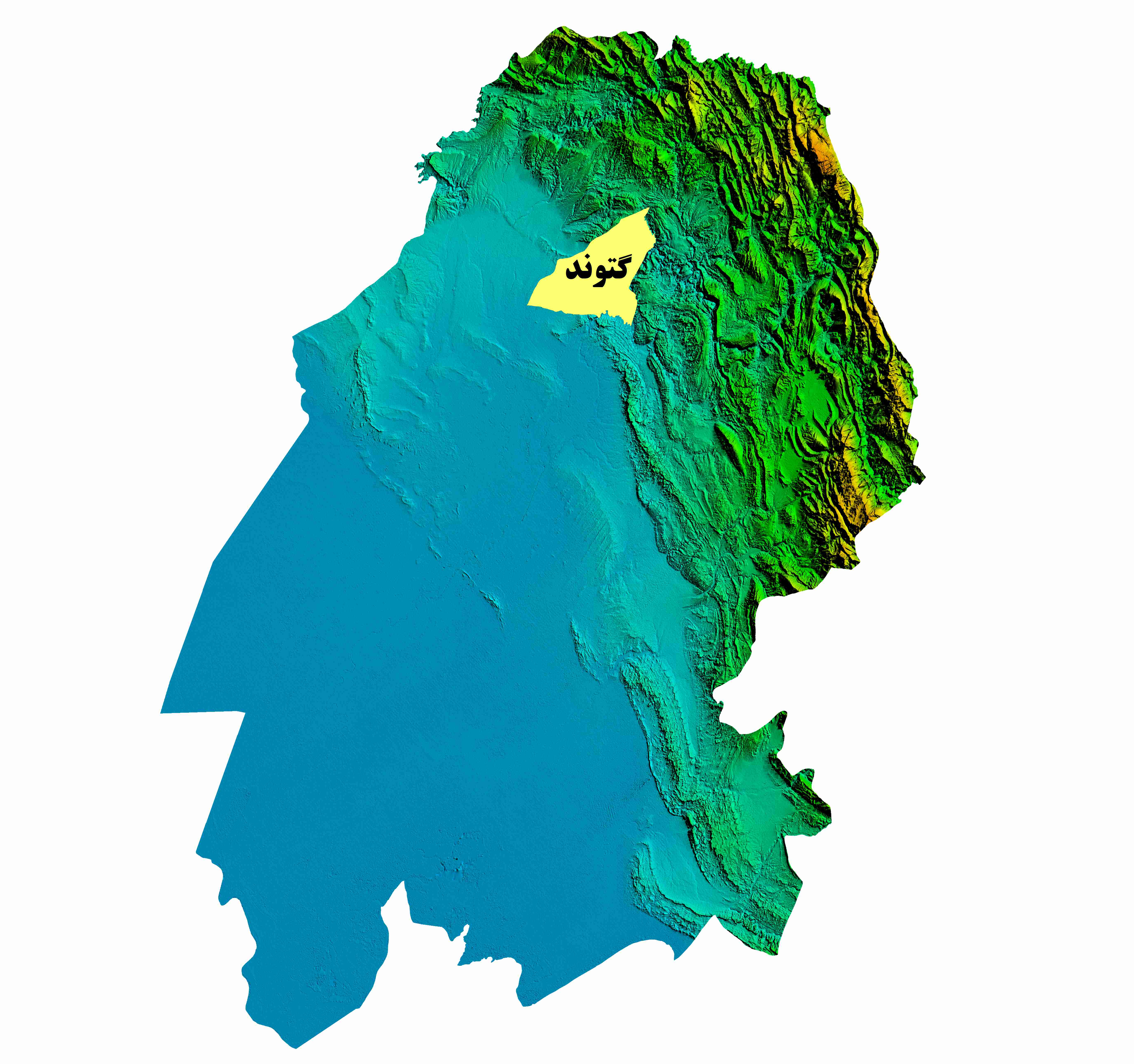نقشه DEM  استان خوزستان-شهرستان گتوند