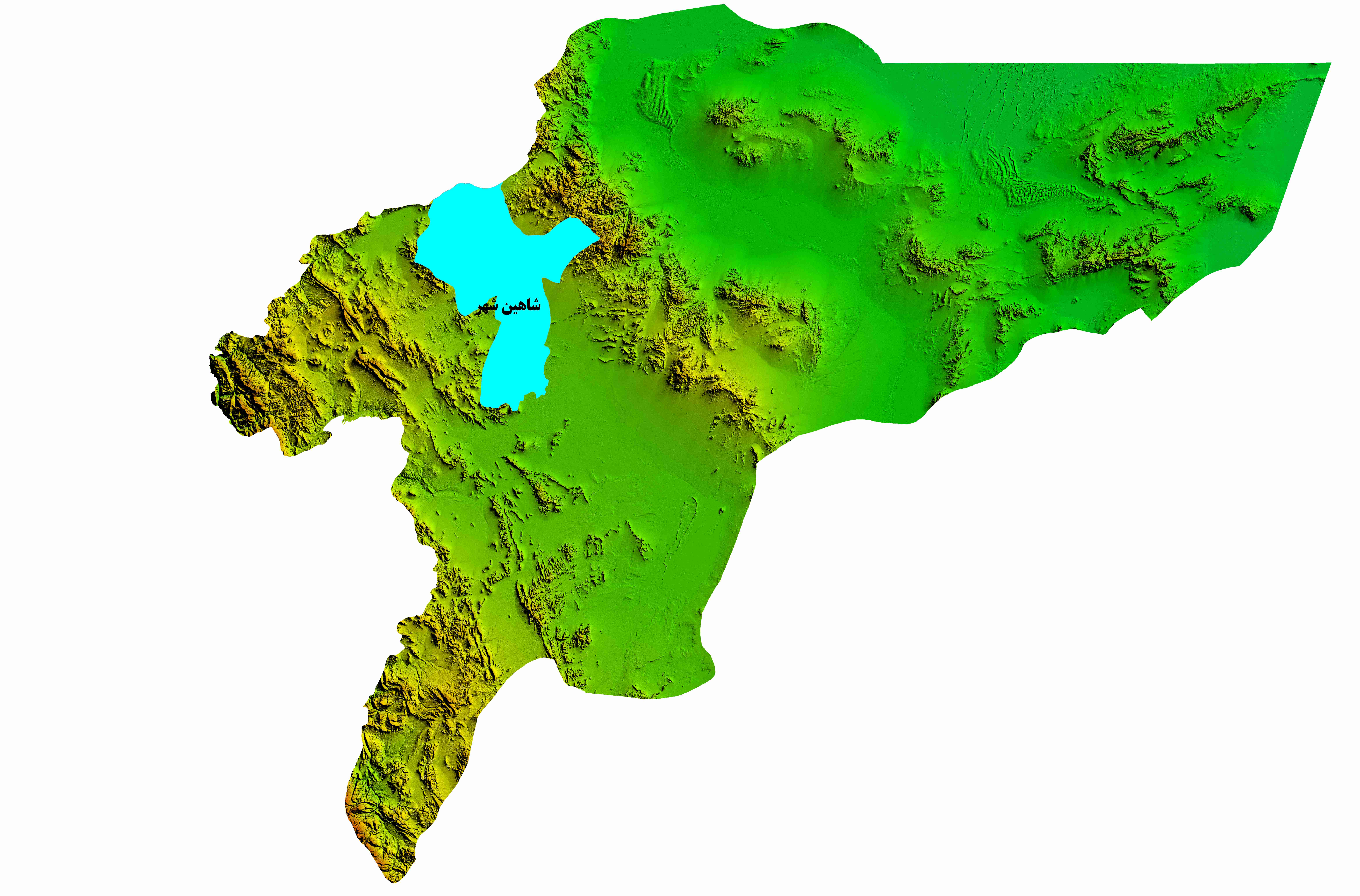 نقشه DEM  استان اصفهان-شهرستان شاهین شهر