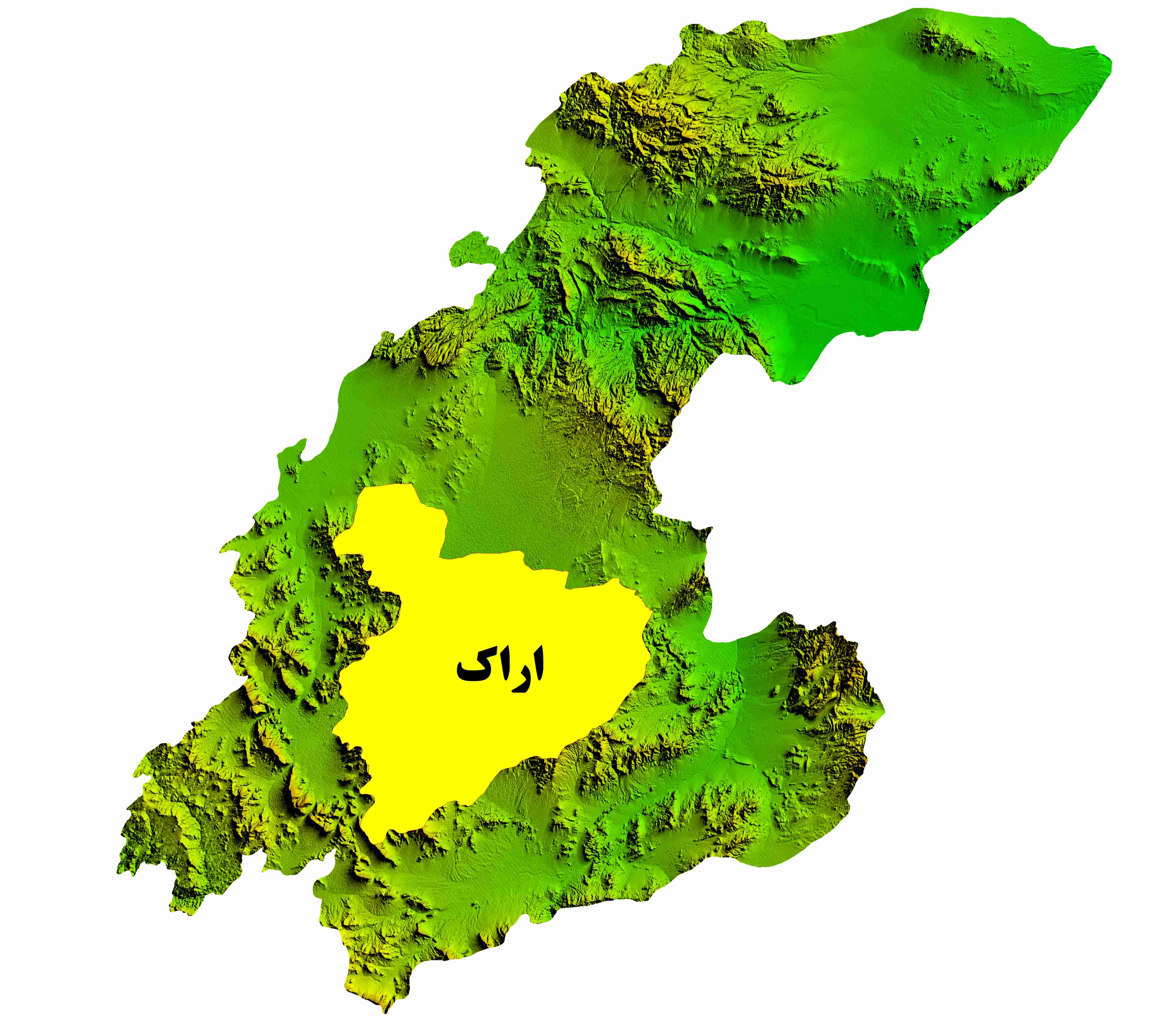 نقشه DEM  استان مرکزی-شهرستان اراک
