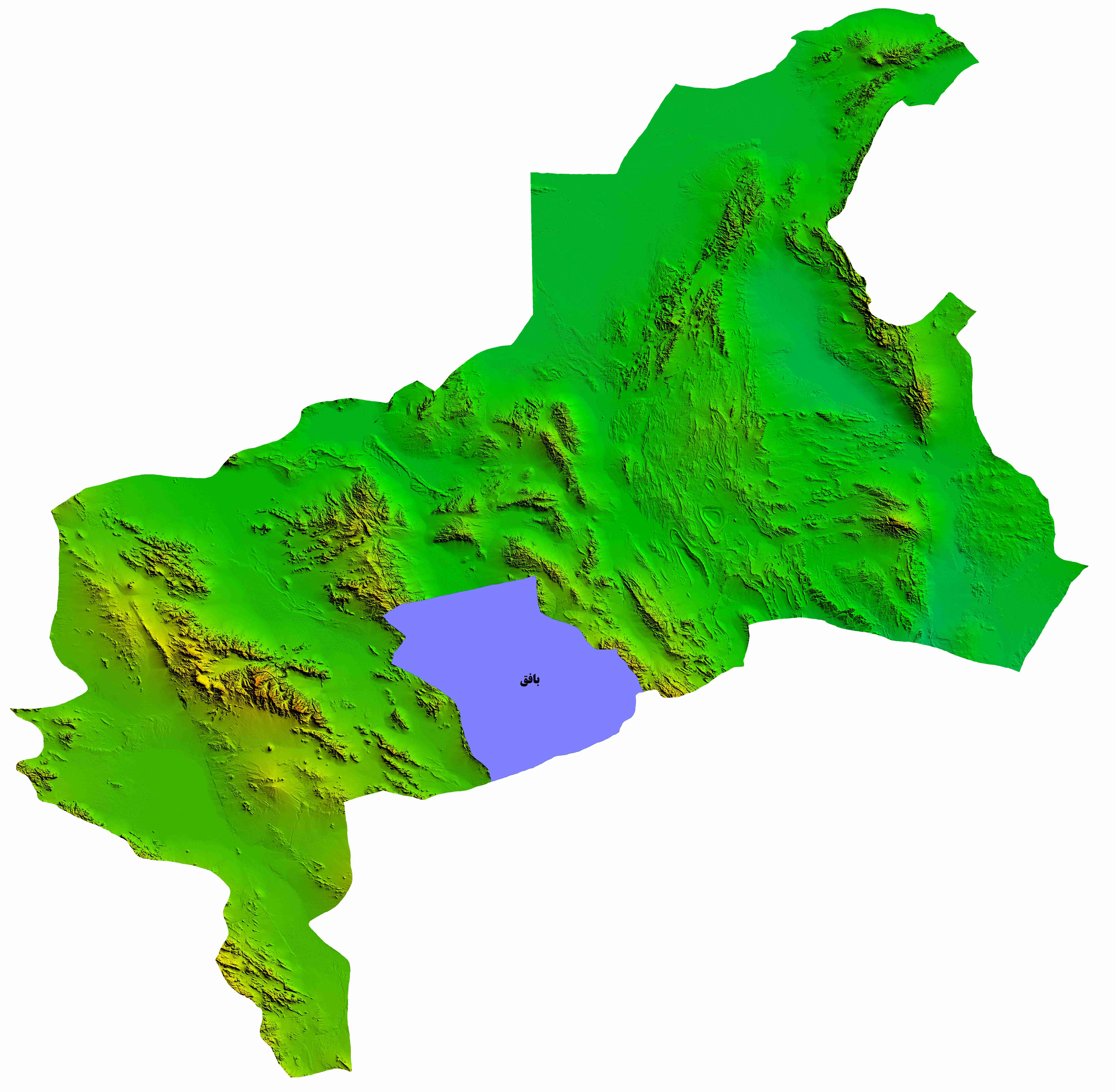 نقشه DEM  استان یزد-شهرستان بافق