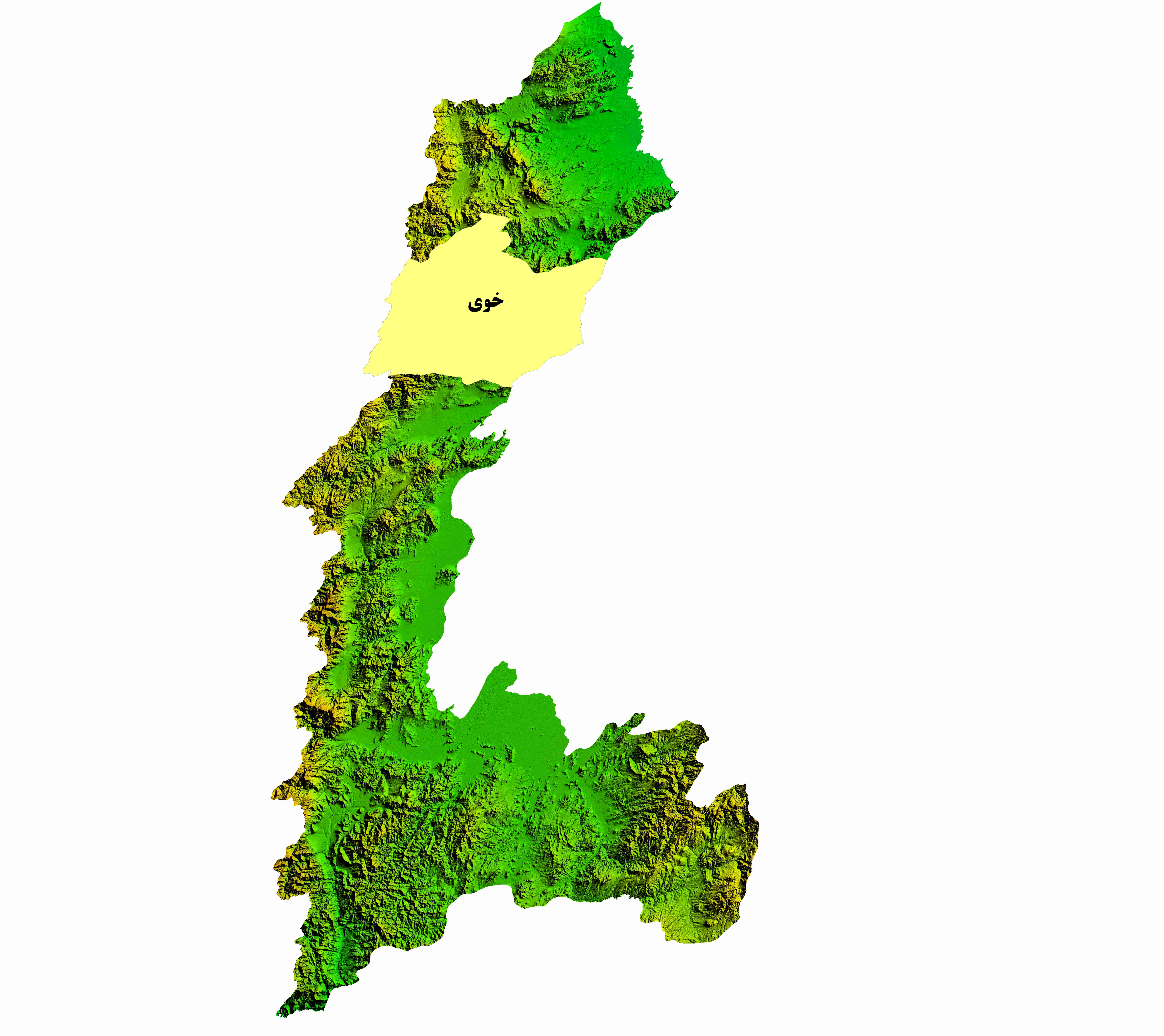 نقشه DEM استان آذربایجان غربی-شهرستان خوی