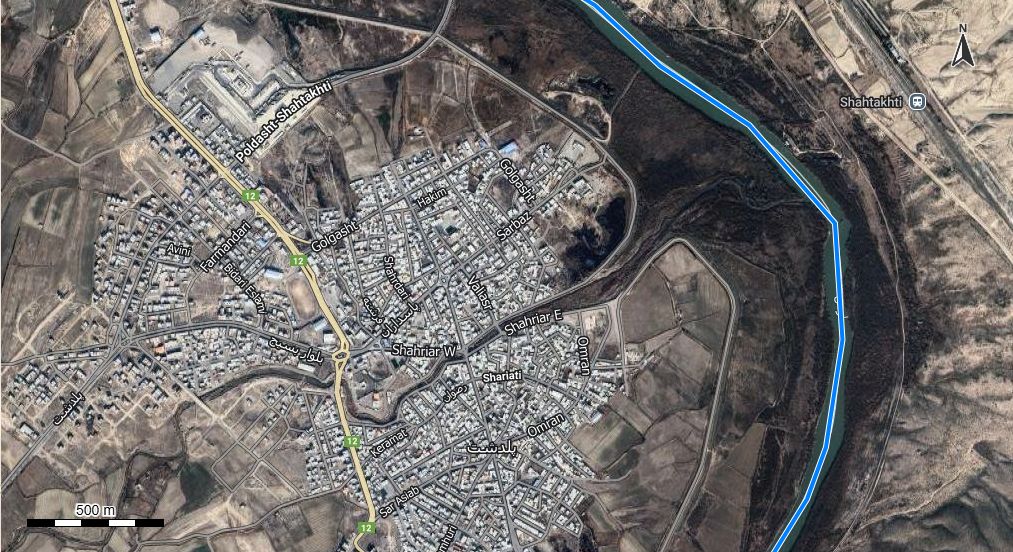 نقشه همراه با تصویر هوایی - ماهواره ای شهر پلدشت در اتوکد با مختصات UTM