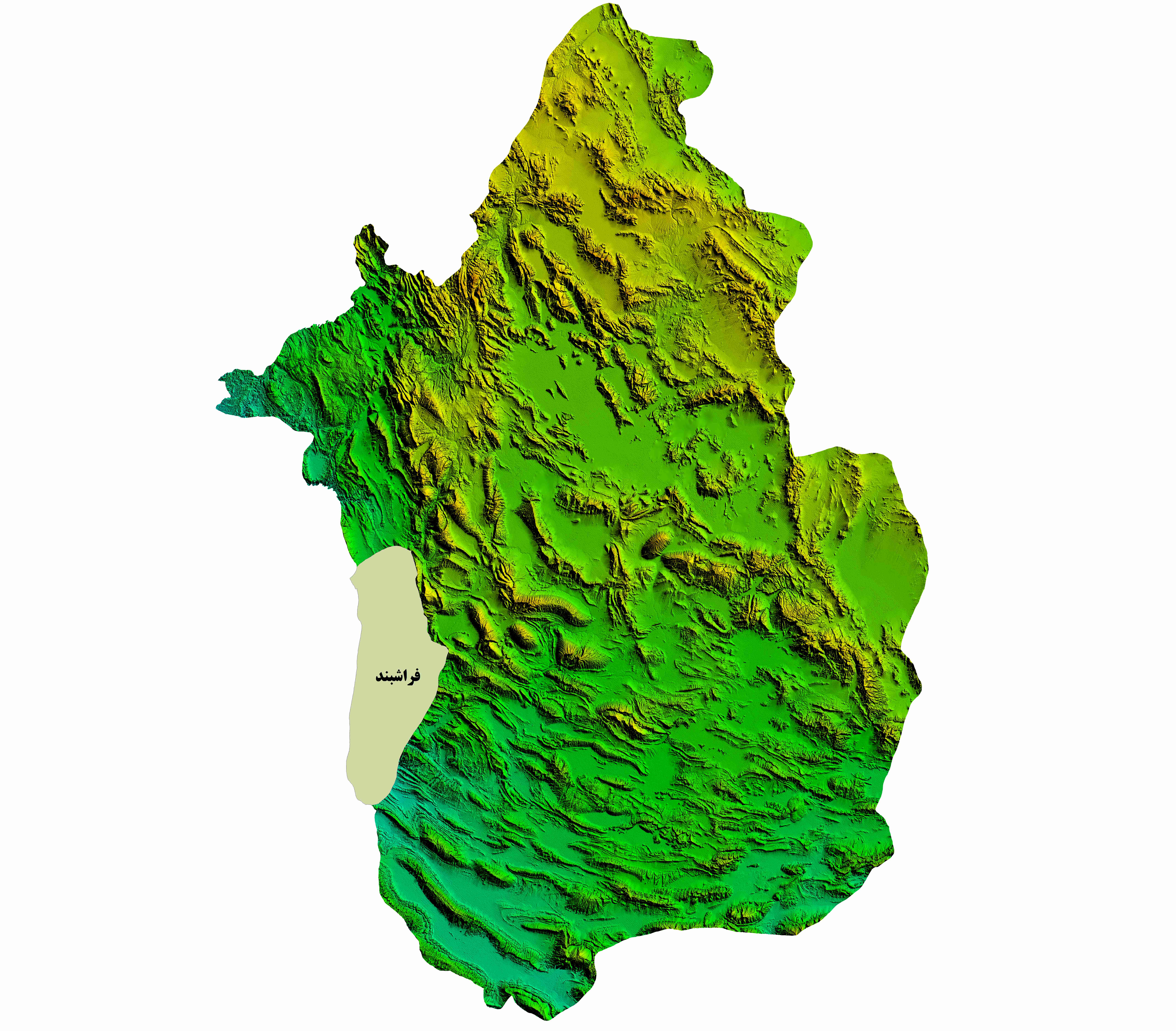 نقشه DEM استان فارس- شهرستان فراشبند