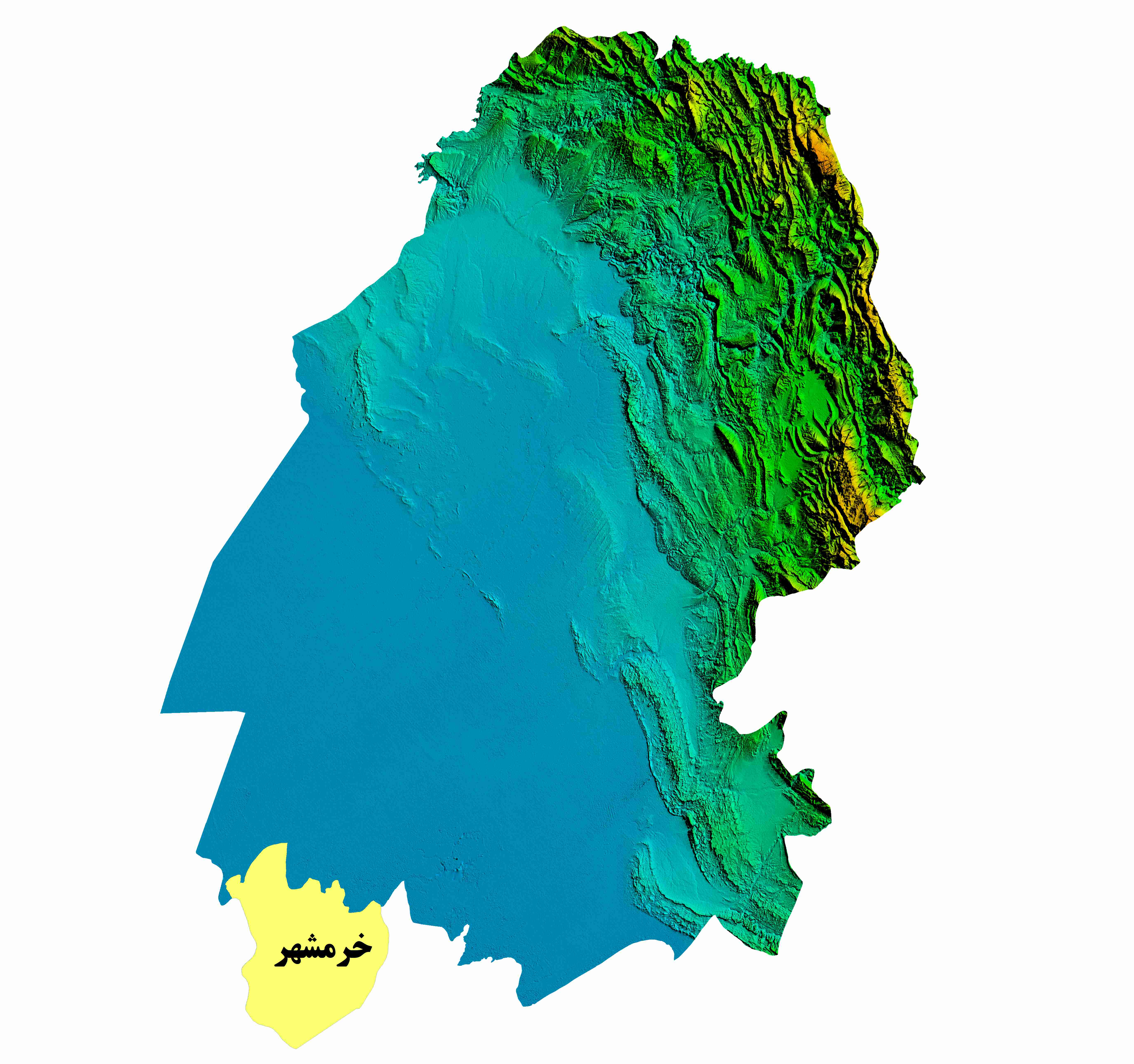 نقشه DEM  استان خوزستان-شهرستان خرمشهر