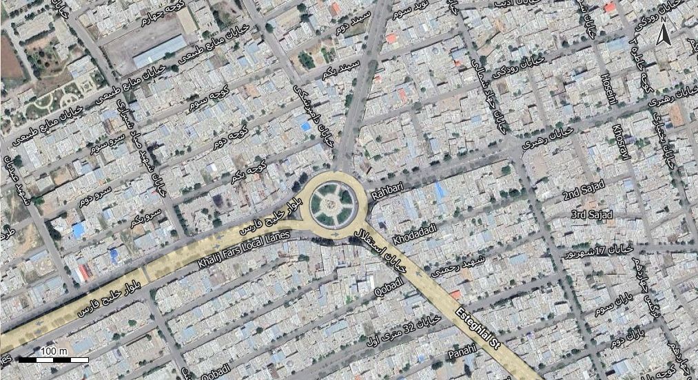 نقشه همراه با تصویر هوایی - ماهواره ای کوهدشت در اتوکد با مختصات UTM