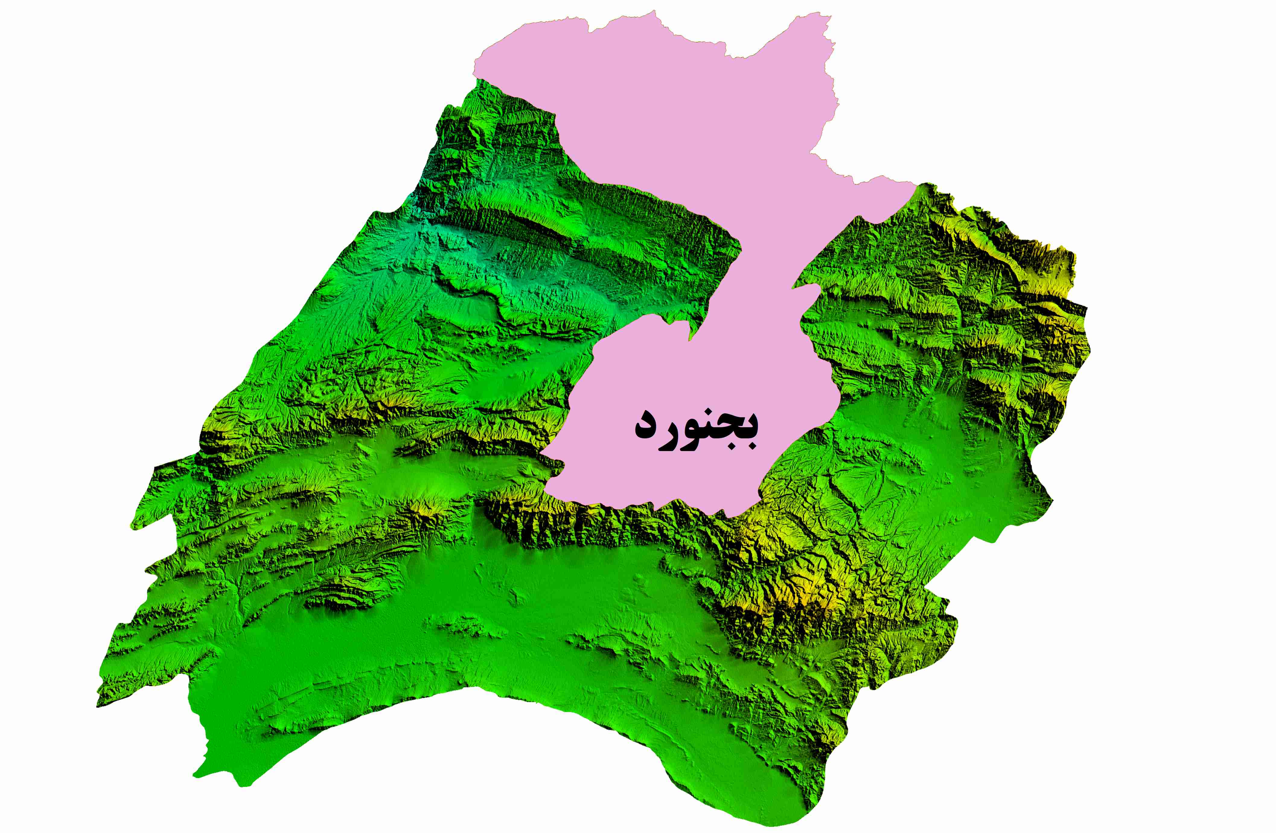 نقشه DEM استان خراسان شمالی-شهرستان بجنورد