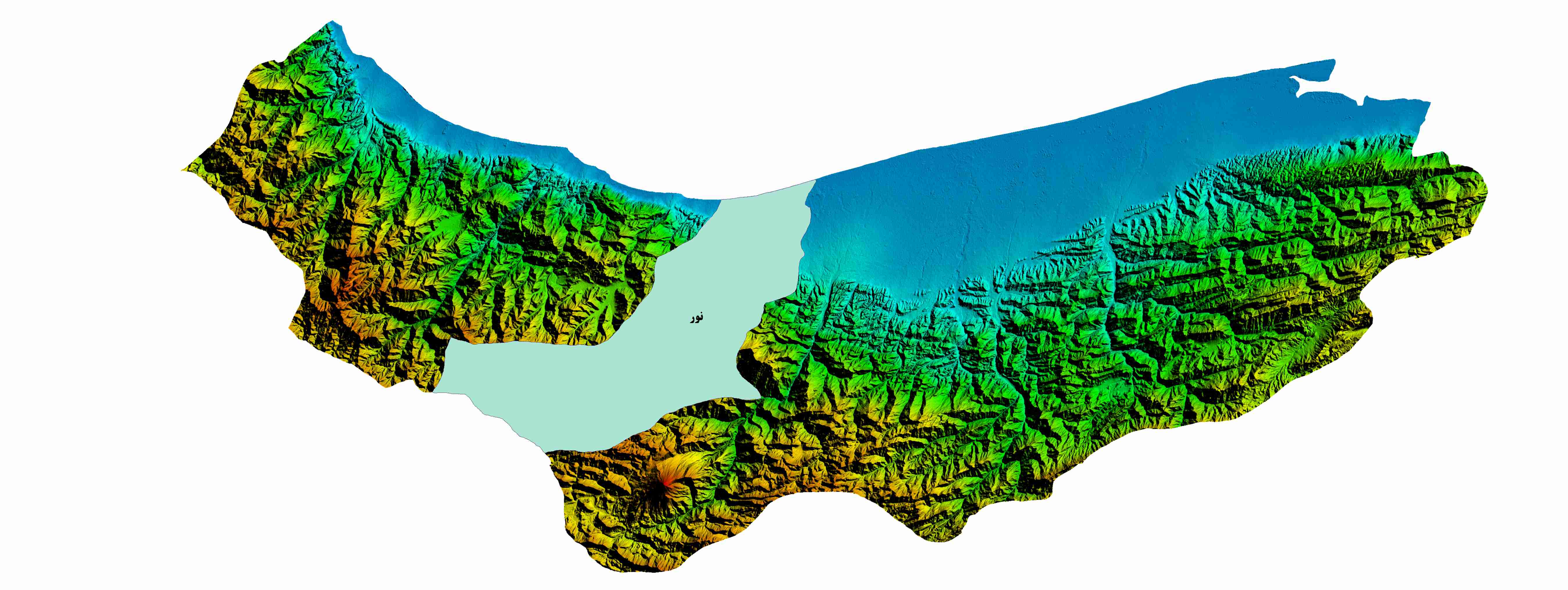 نقشه DEM استان مازندران-شهر نور