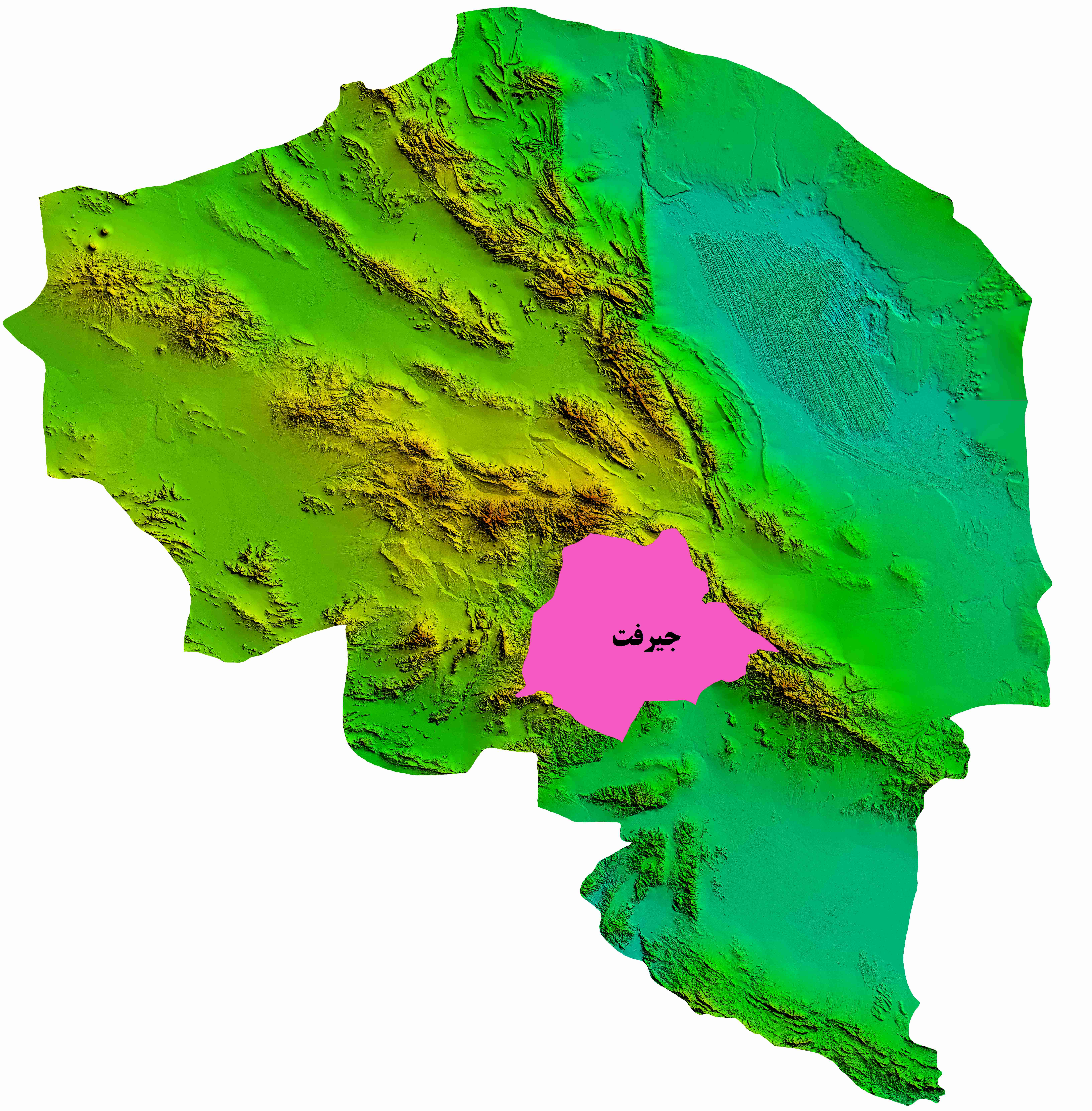 نقشه DEM استان کرمان-شهرستان جیرفت