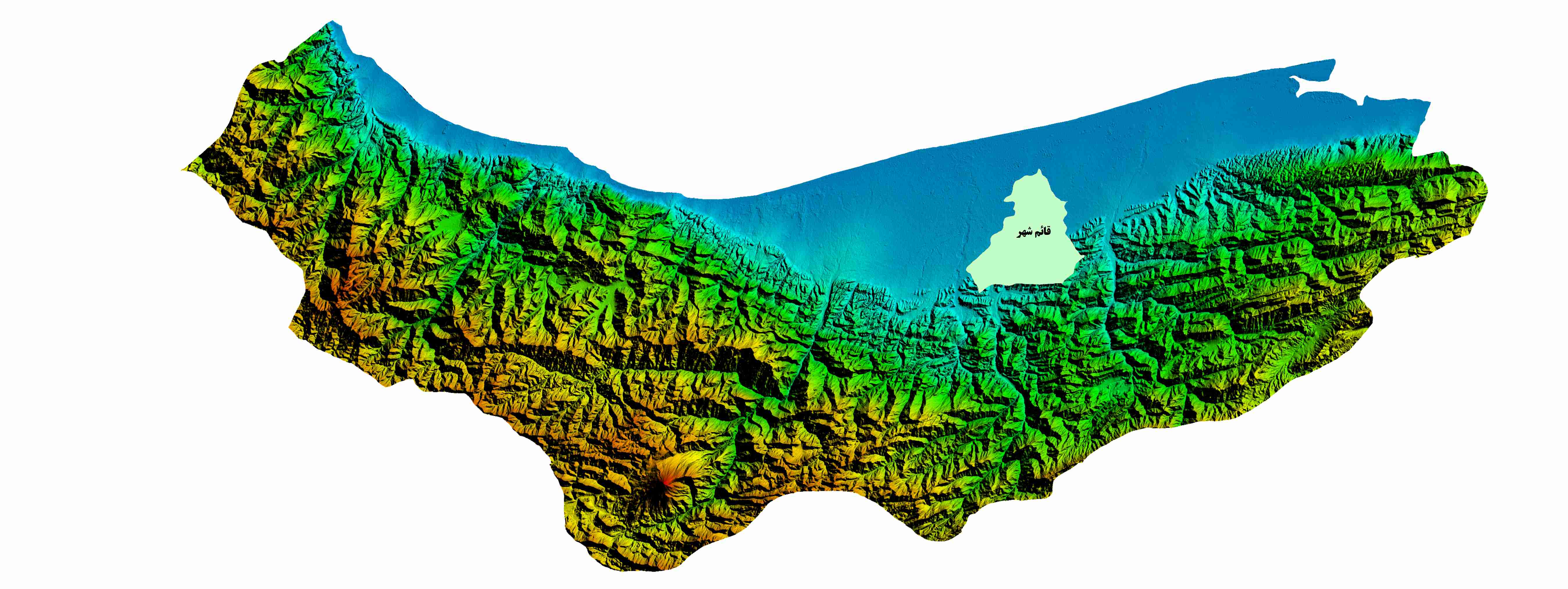 نقشه DEM استان مازندران-شهر قائم شهر