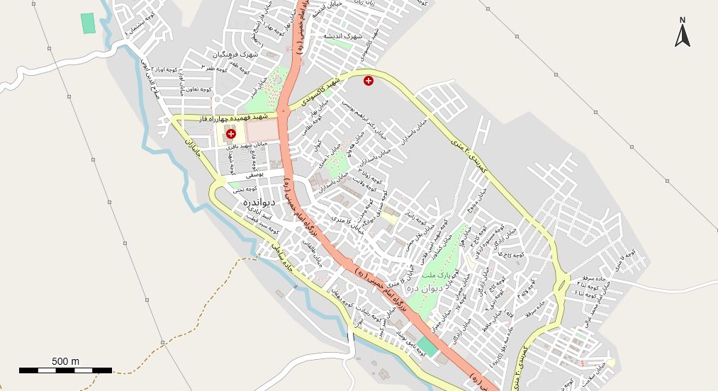 نقشه همراه با تصویر هوایی - ماهواره ای دیواندره در اتوکد با مختصات UTM