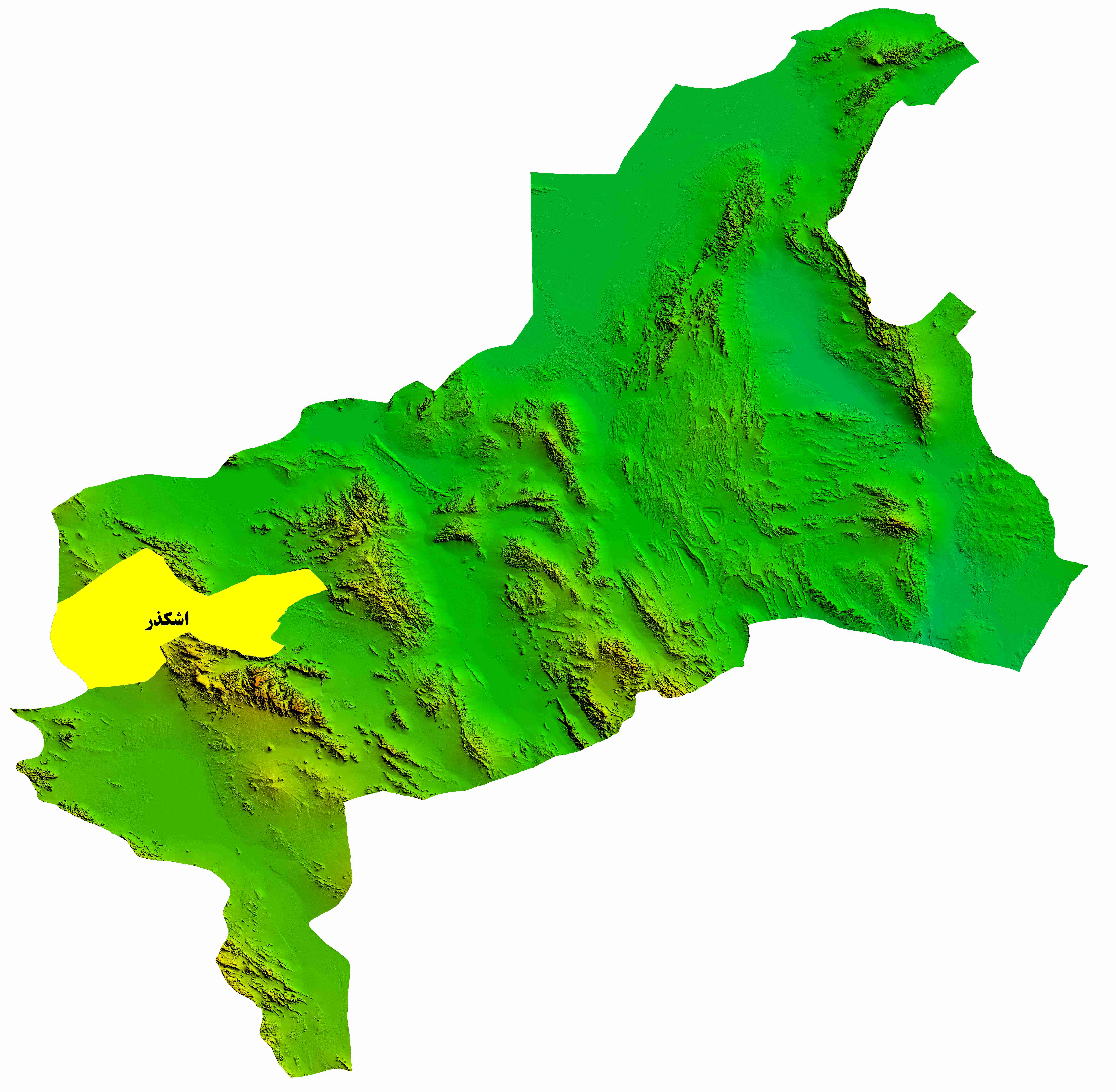 نقشه DEM  استان یزد-شهرستان اشگذر