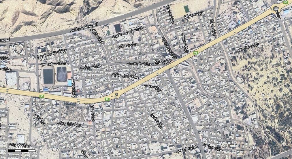 نقشه همراه با تصویر هوایی - ماهواره ای خمیر در اتوکد با مختصات UTM