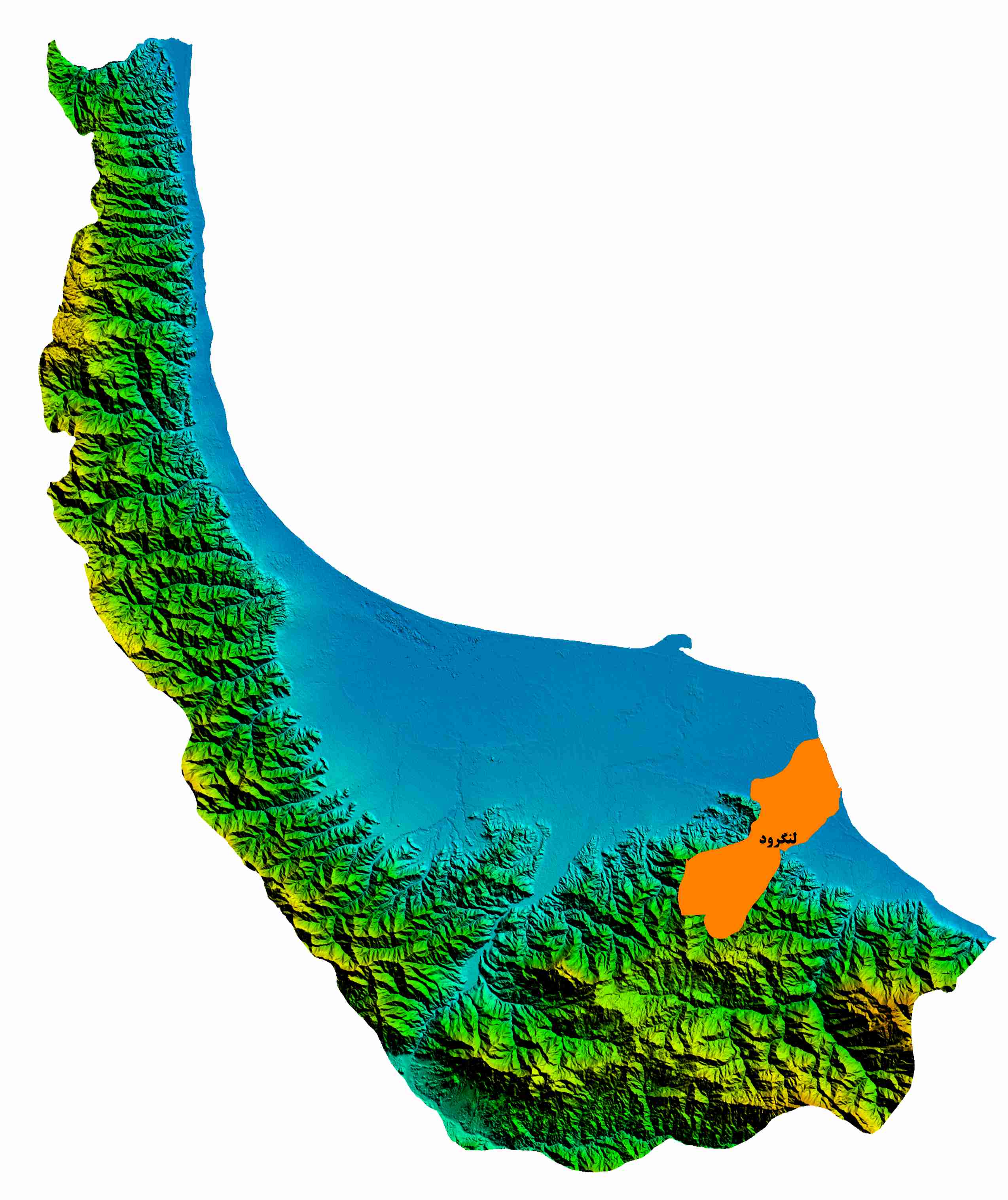 نقشه DEM  استان گیلان -شهرستان لنگرود