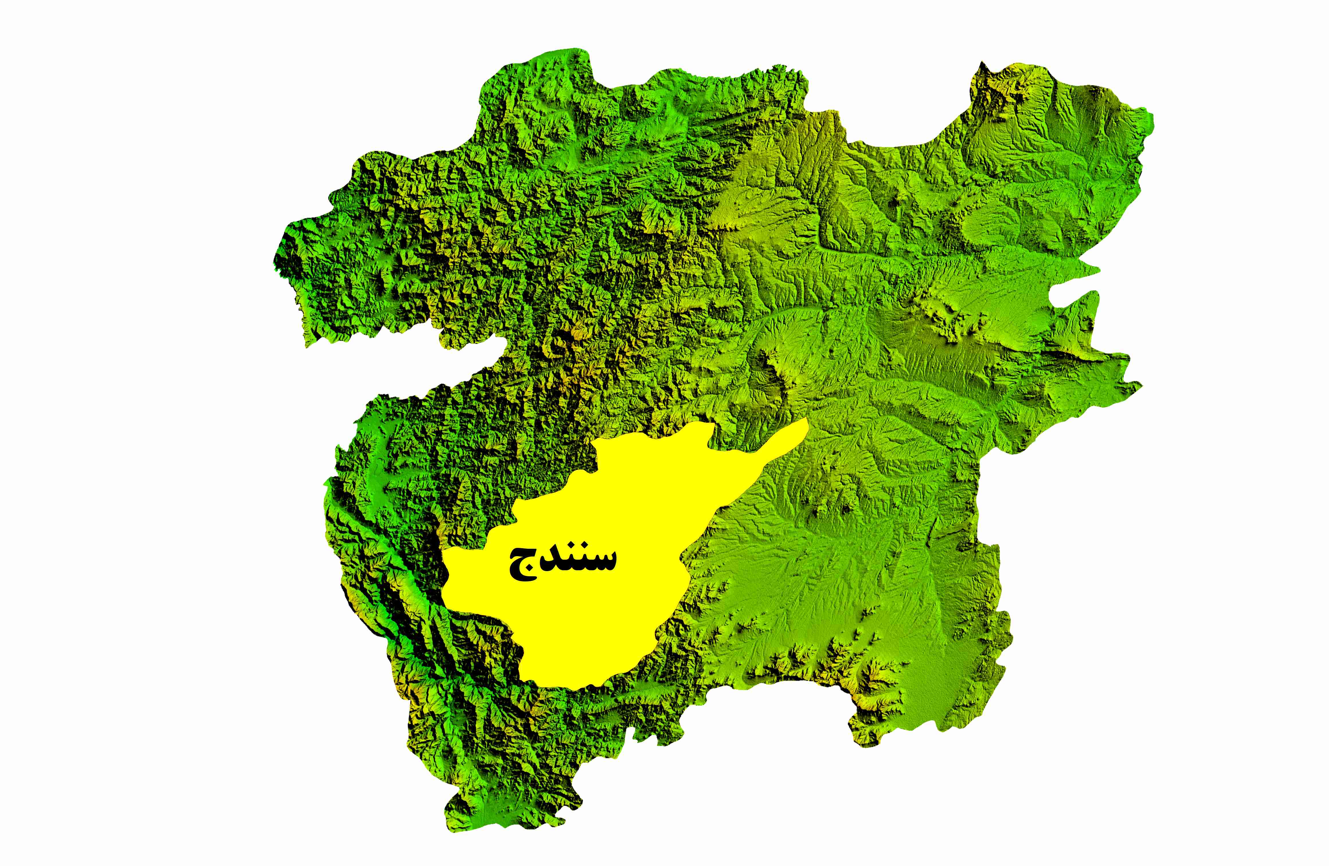 نقشه DEM  استان کردستان- شهرستان سنندج