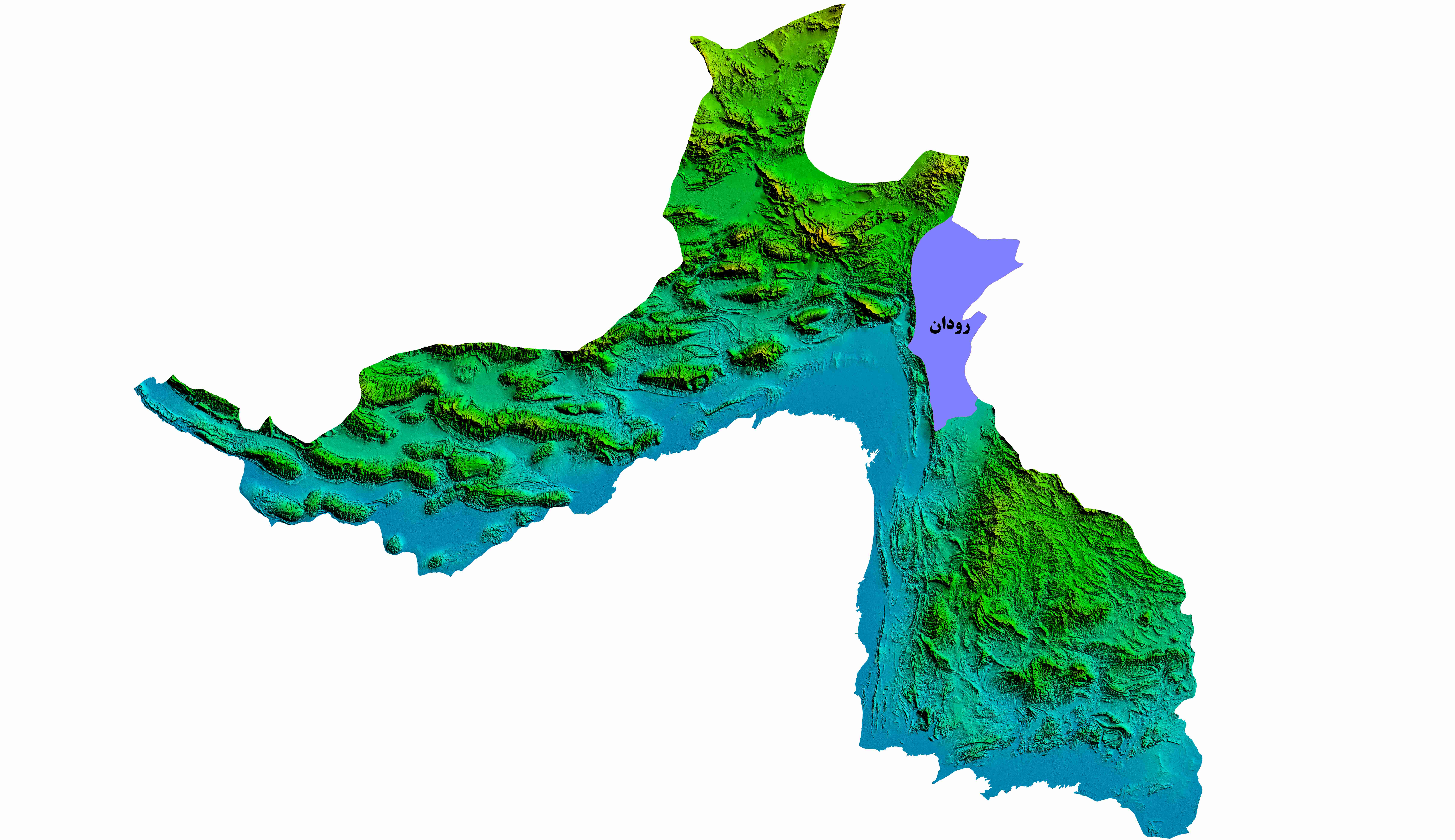 نقشه DEM  استان هرمزگان-شهرستان رودان