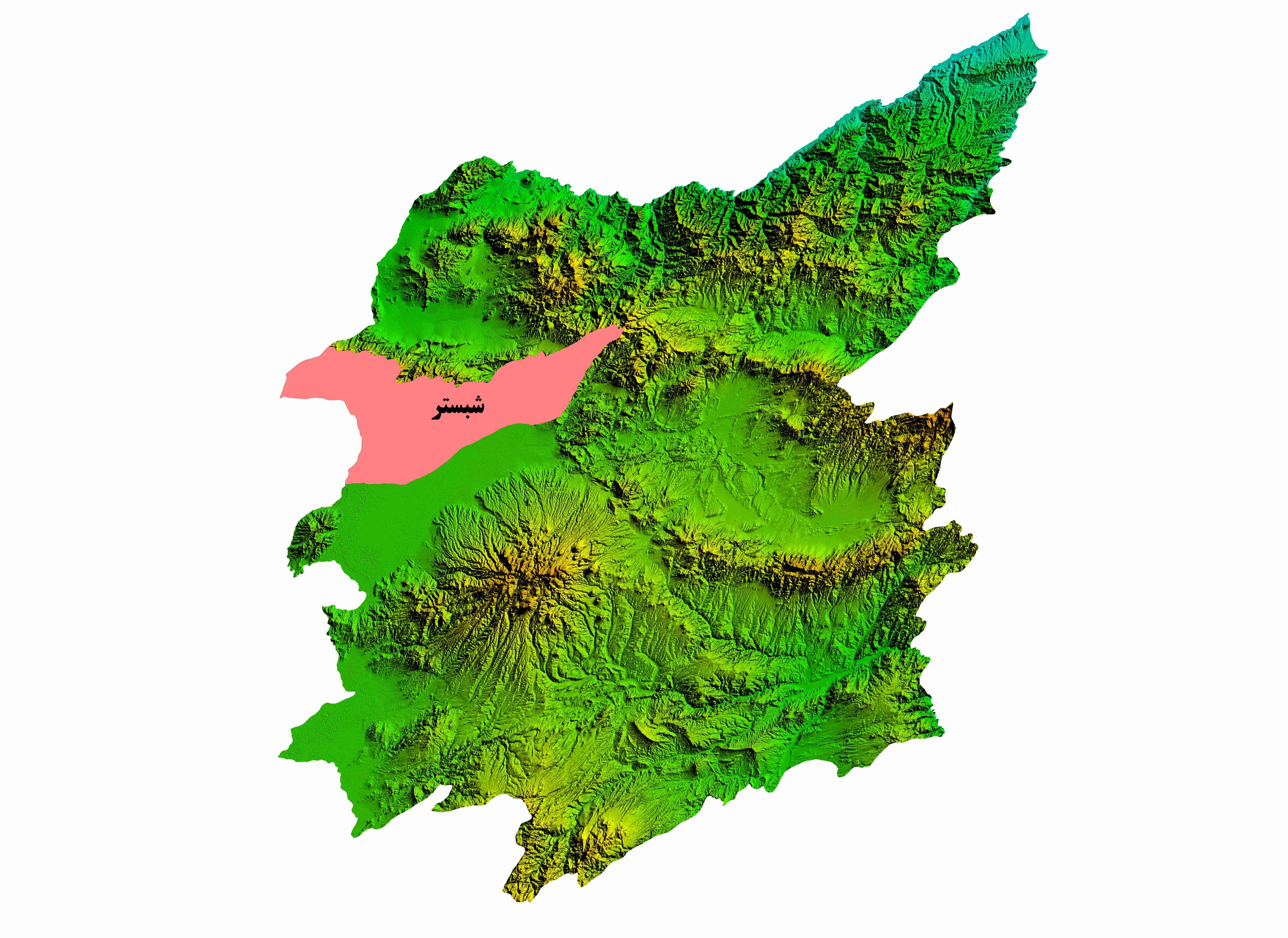 نقشه DEM استان آذربایجان شرقی-شهرستان شبستر