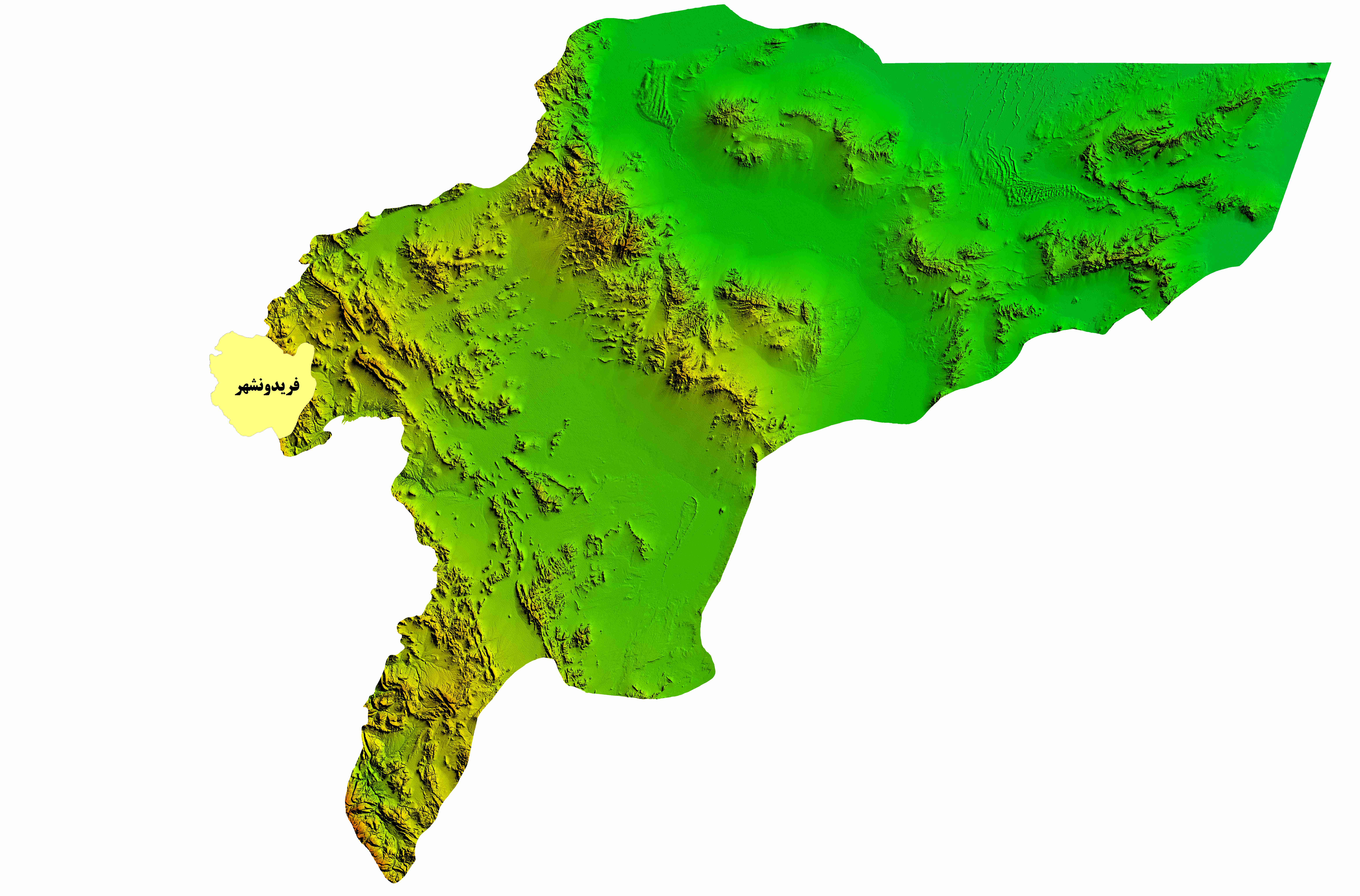 نقشه DEM  استان اصفهان-شهرستان فریدون شهر