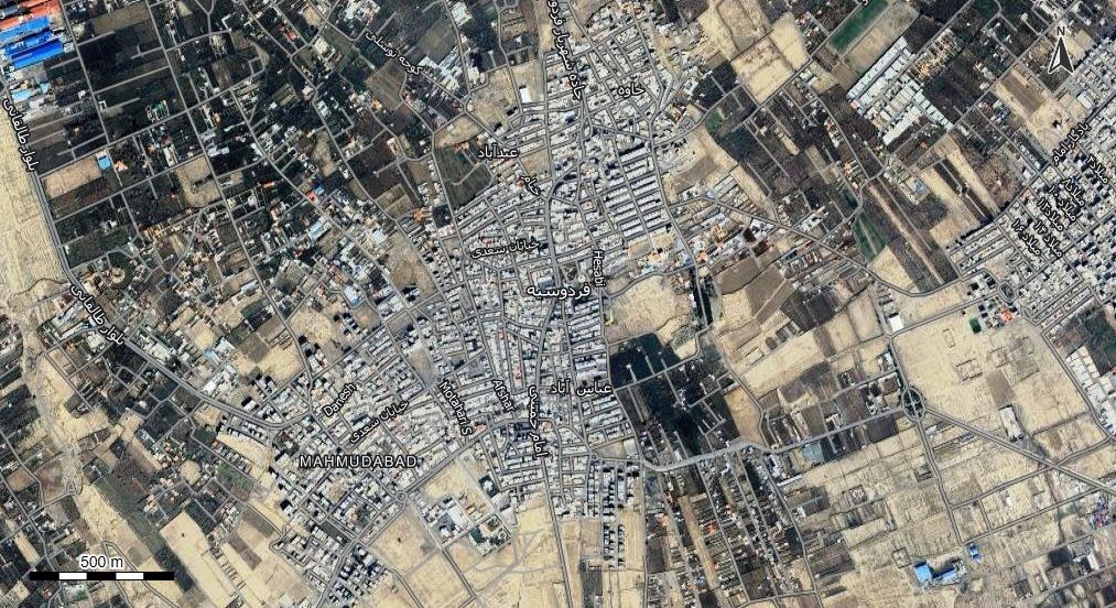 نقشه با تصویر هوایی - ماهواره ای شهر فردوسیه در اتوکد با مختصات UTM