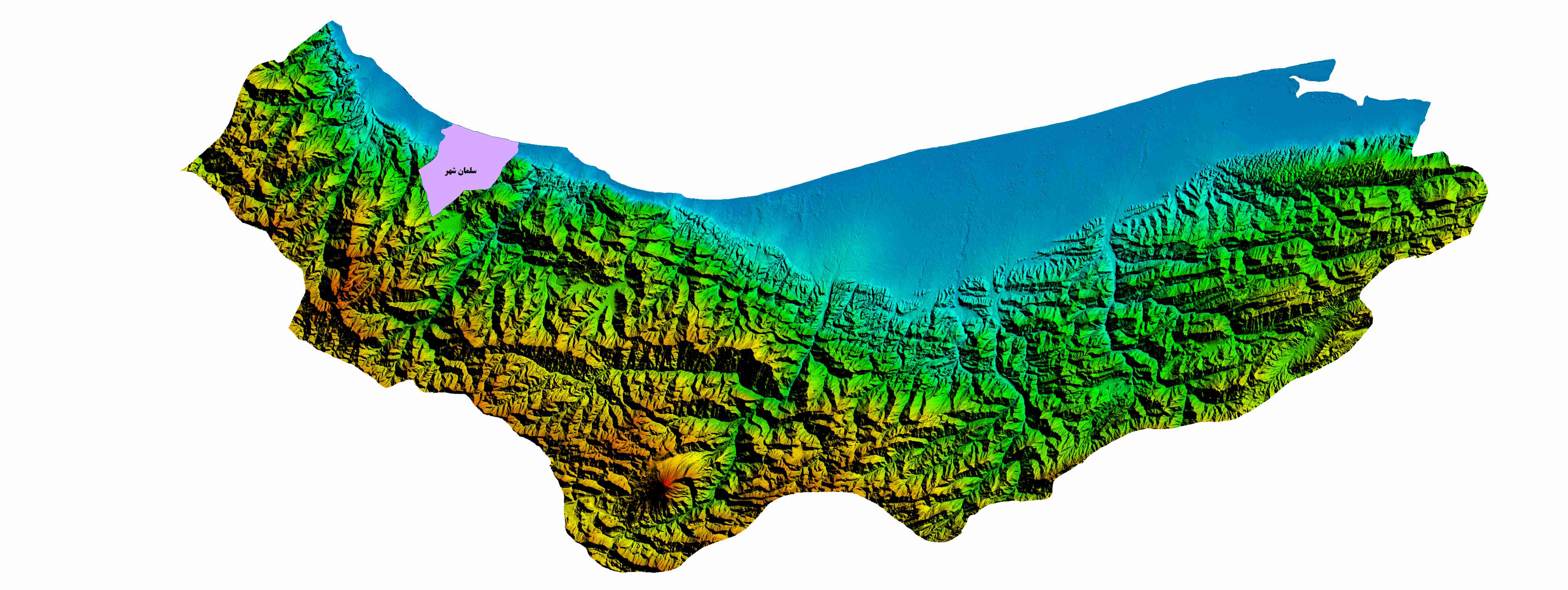 نقشه DEM استان مازندران-شهر سلمان شهر