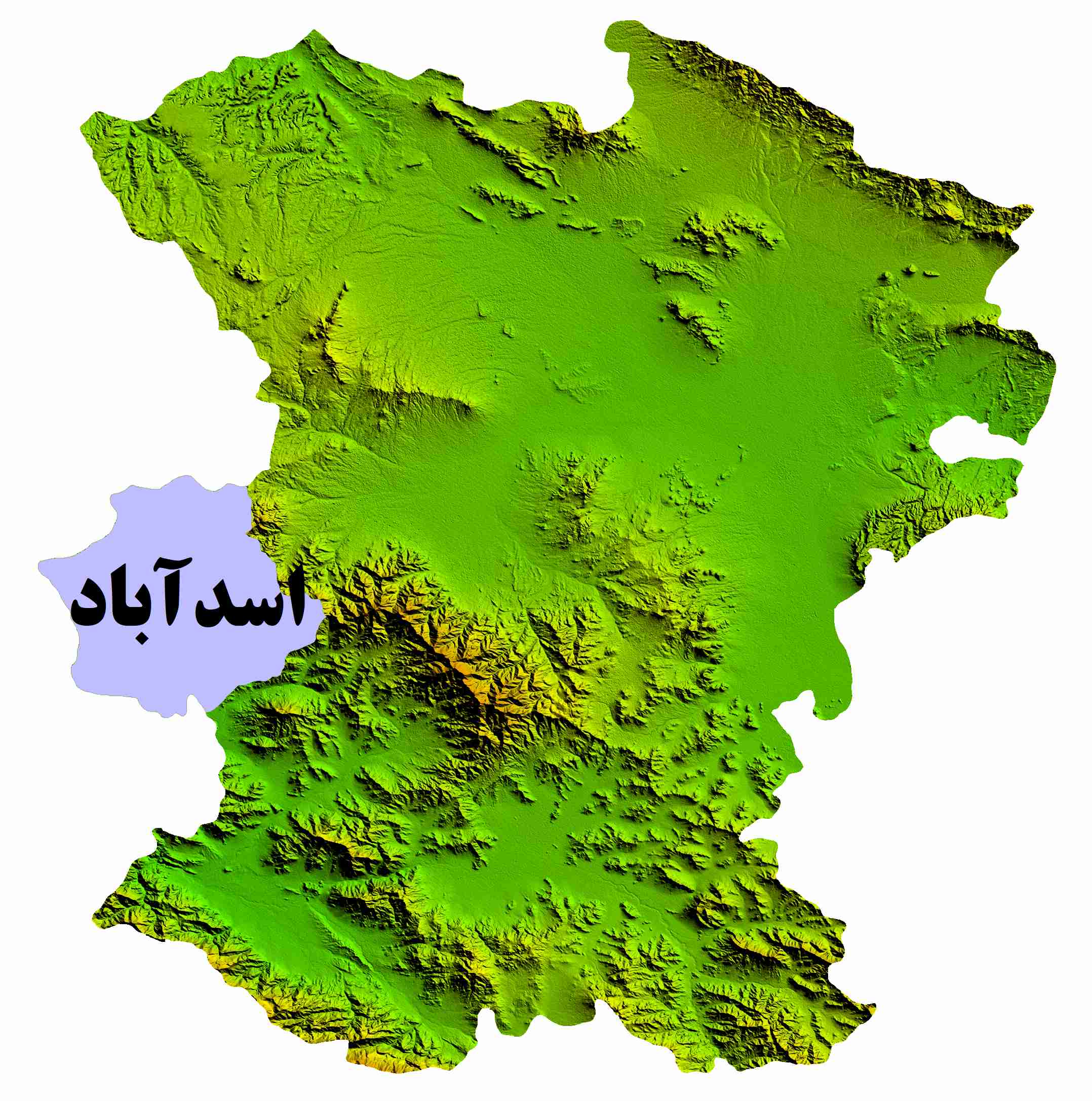 نقشه DEM  استان همدان-شهرستان اسدآباد