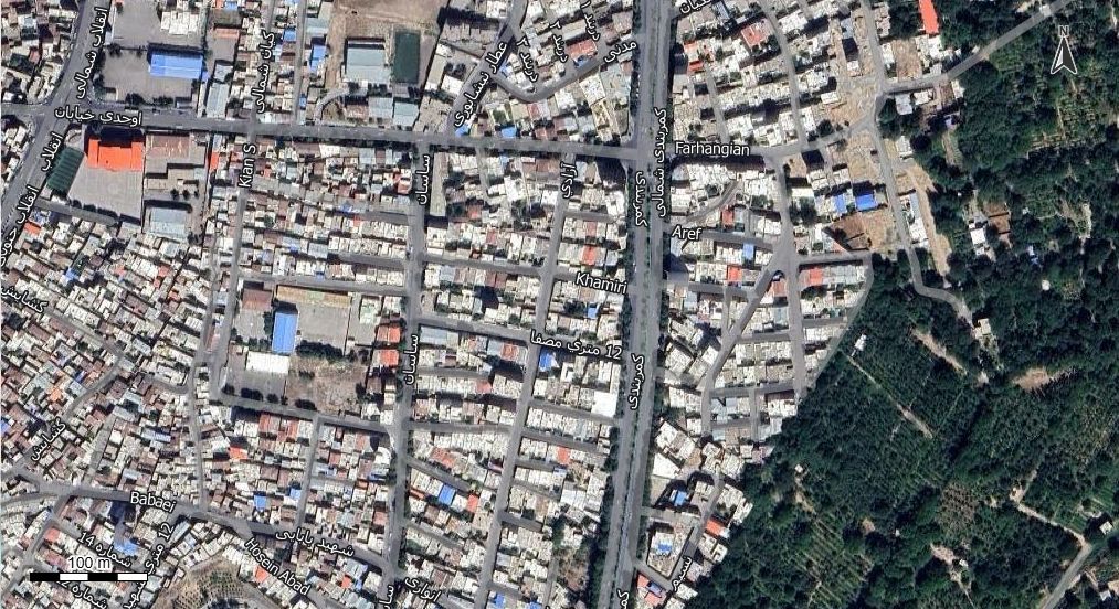 نقشه همراه با تصویر هوایی - ماهواره ای شهر مراغه در اتوکد با مختصات UTM