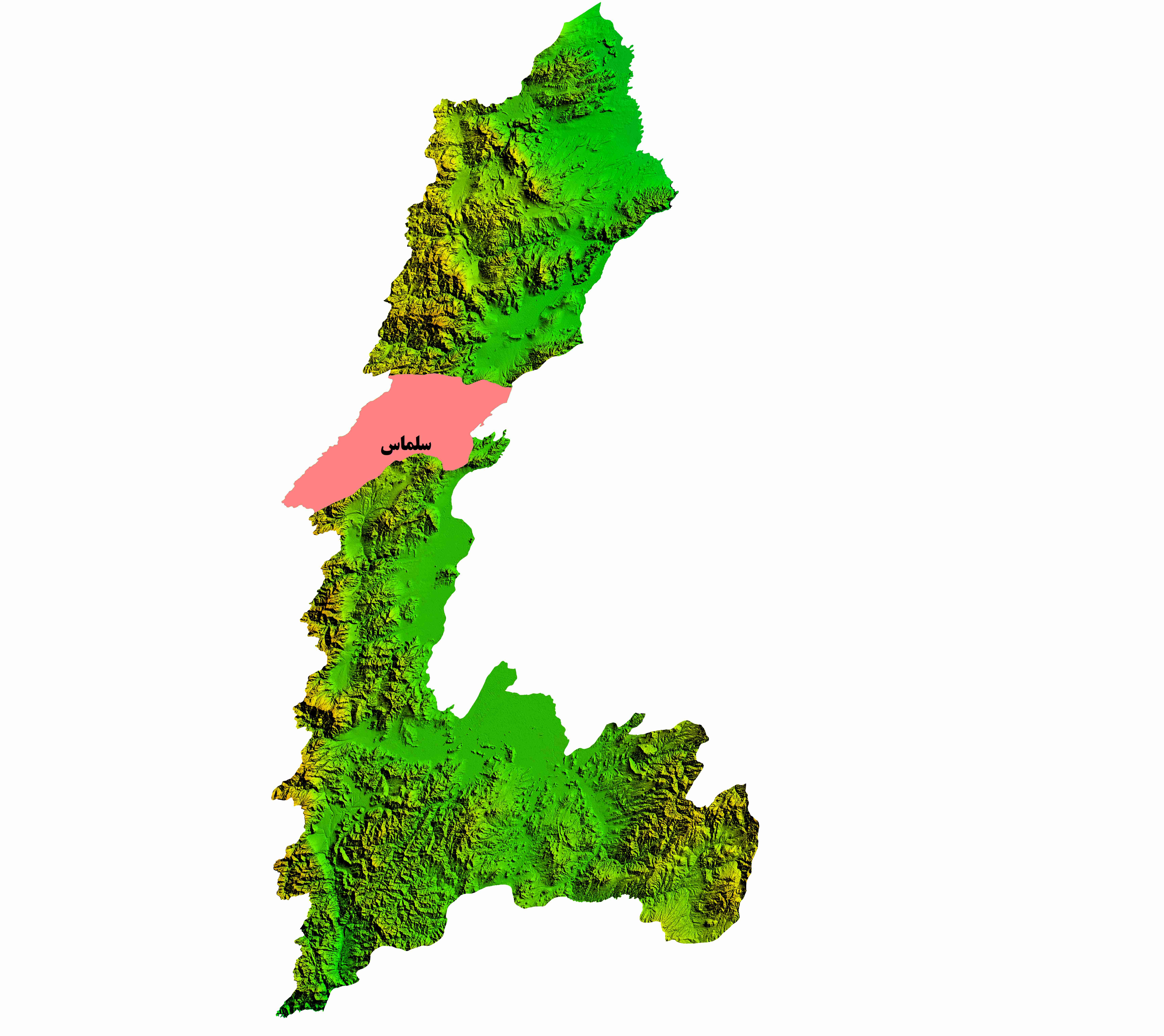 نقشه DEM استان آذربایجان غربی-شهرستان سلماس