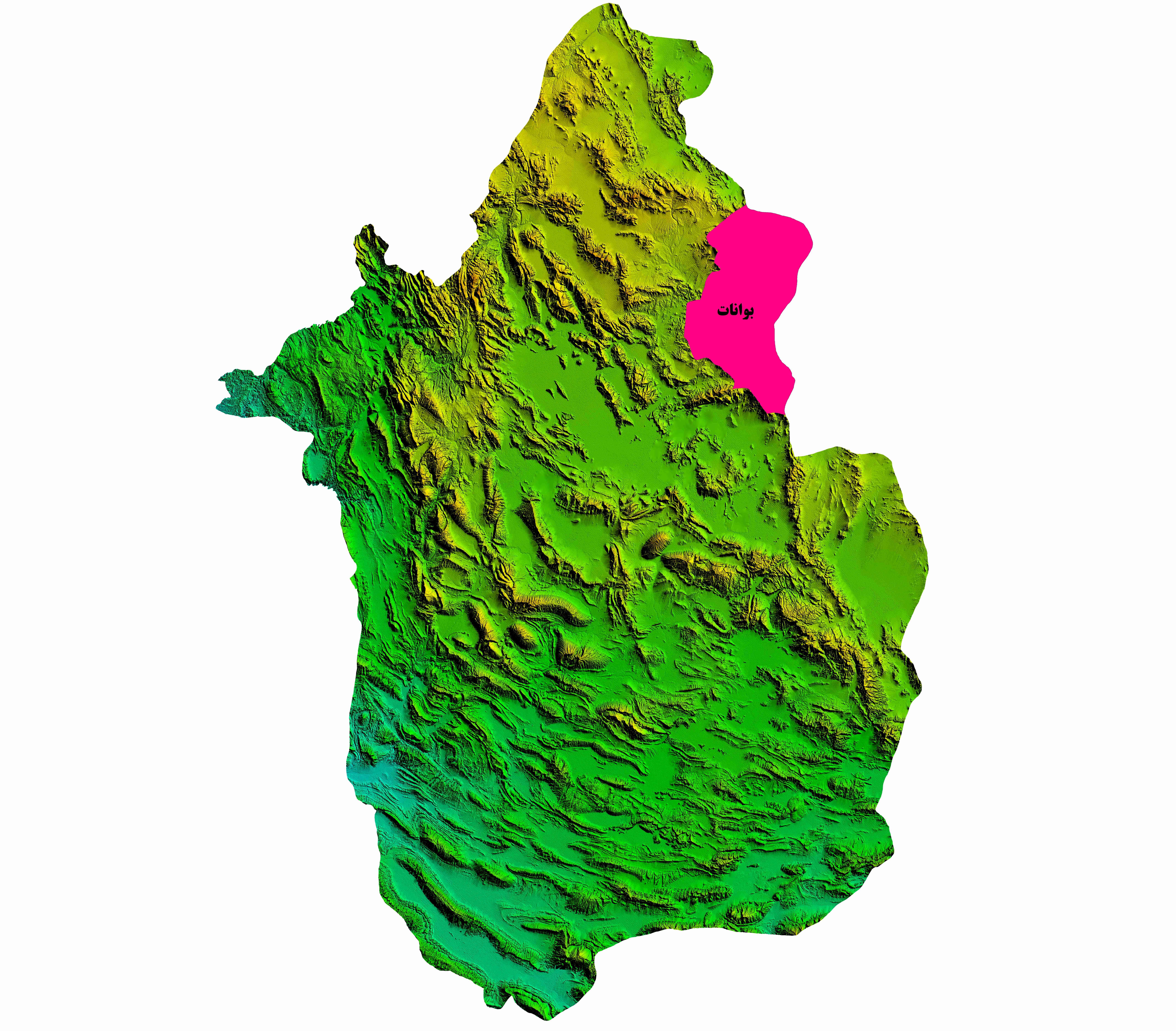 نقشه DEM استان فارس- شهرستان بوانات