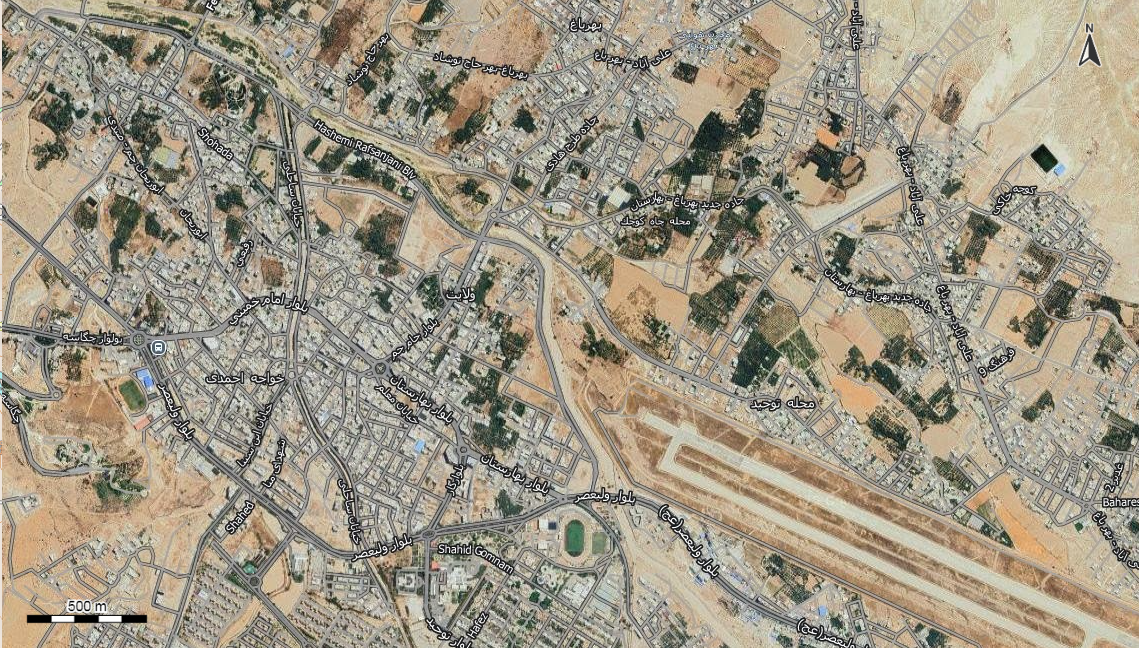 نقشه همراه با تصویر هوایی - ماهواره ای شهر جم در اتوکد با مختصات UTM