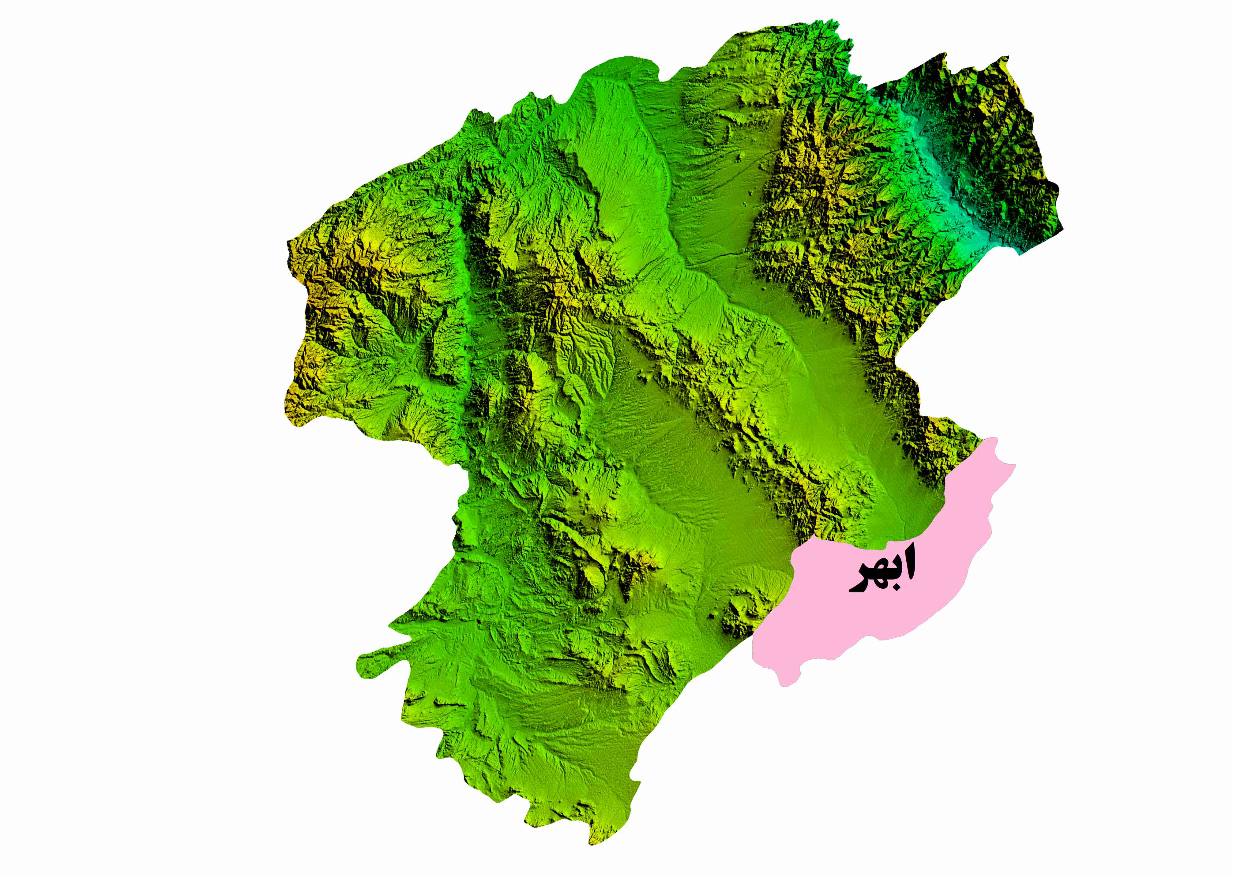 نقشه DEM  استان زنجان-شهرستان ابهر