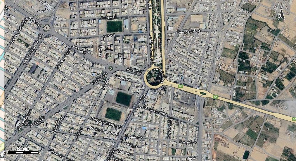 نقشه همراه با تصویر هوایی - ماهواره ای شهر کاشمر در اتوکد با مختصات UTM