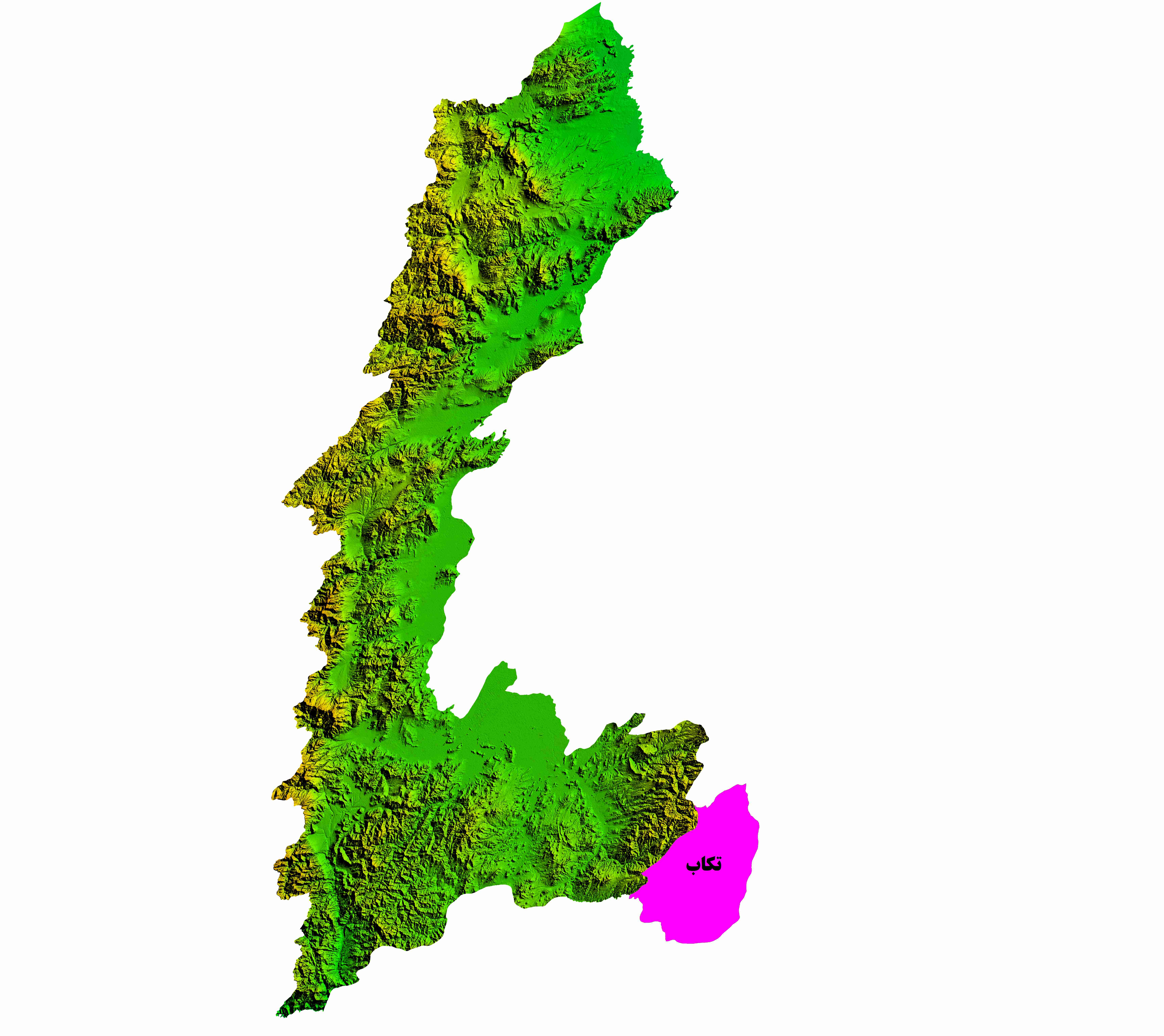 نقشه DEM استان آذربایجان غربی-شهرستان تکاب