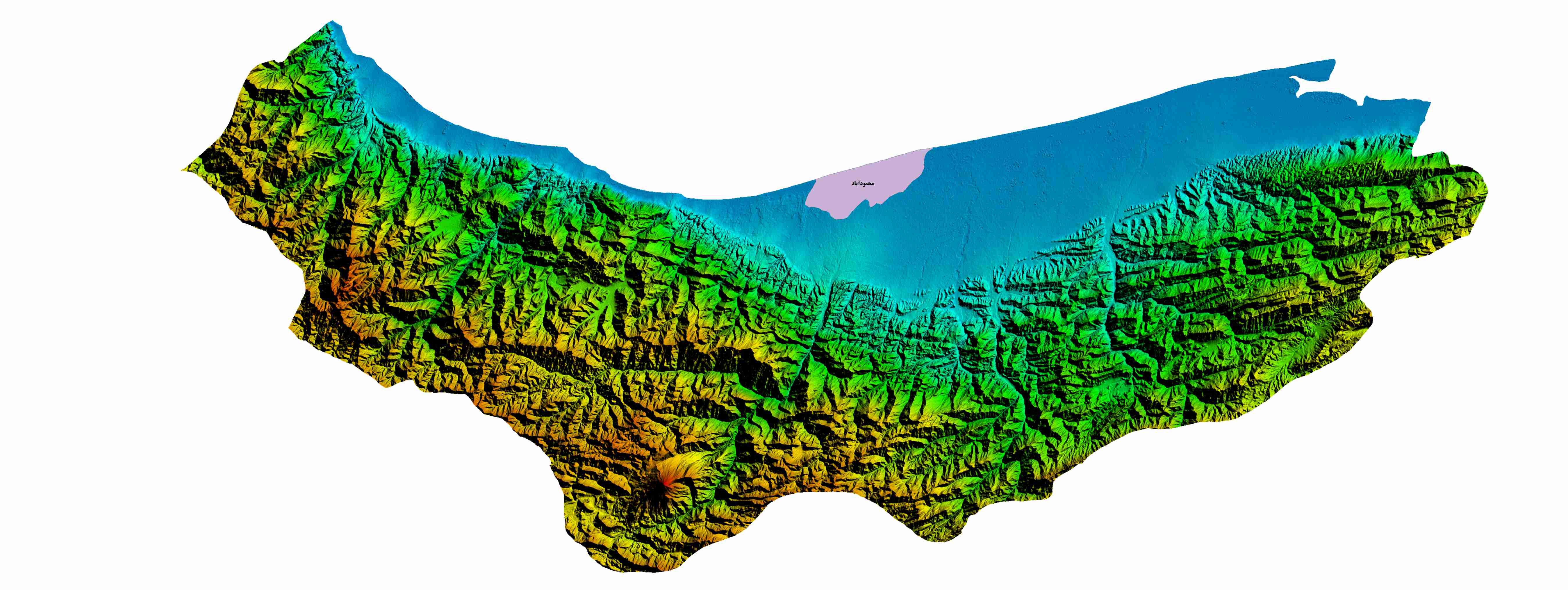 نقشه DEM استان مازندران-شهر محمودآباد