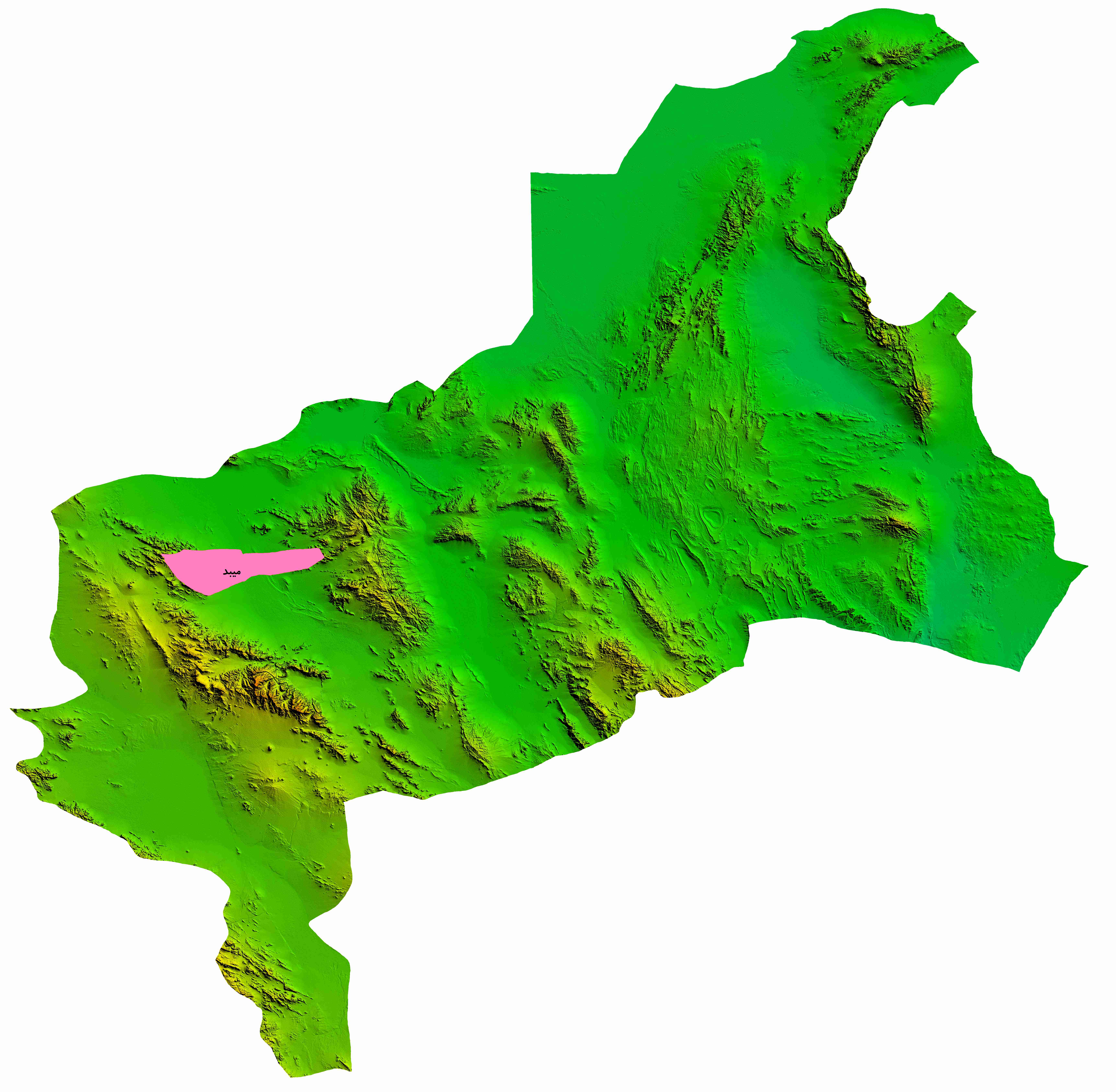 نقشه DEM  استان یزد-شهرستان میبد