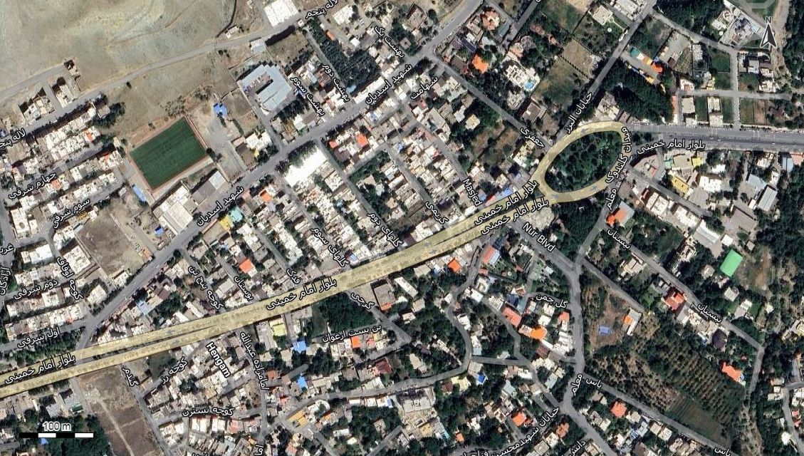 نقشه با تصویر هوایی - ماهواره ای منطقه 1 تهران در اتوکد با مختصات UTM