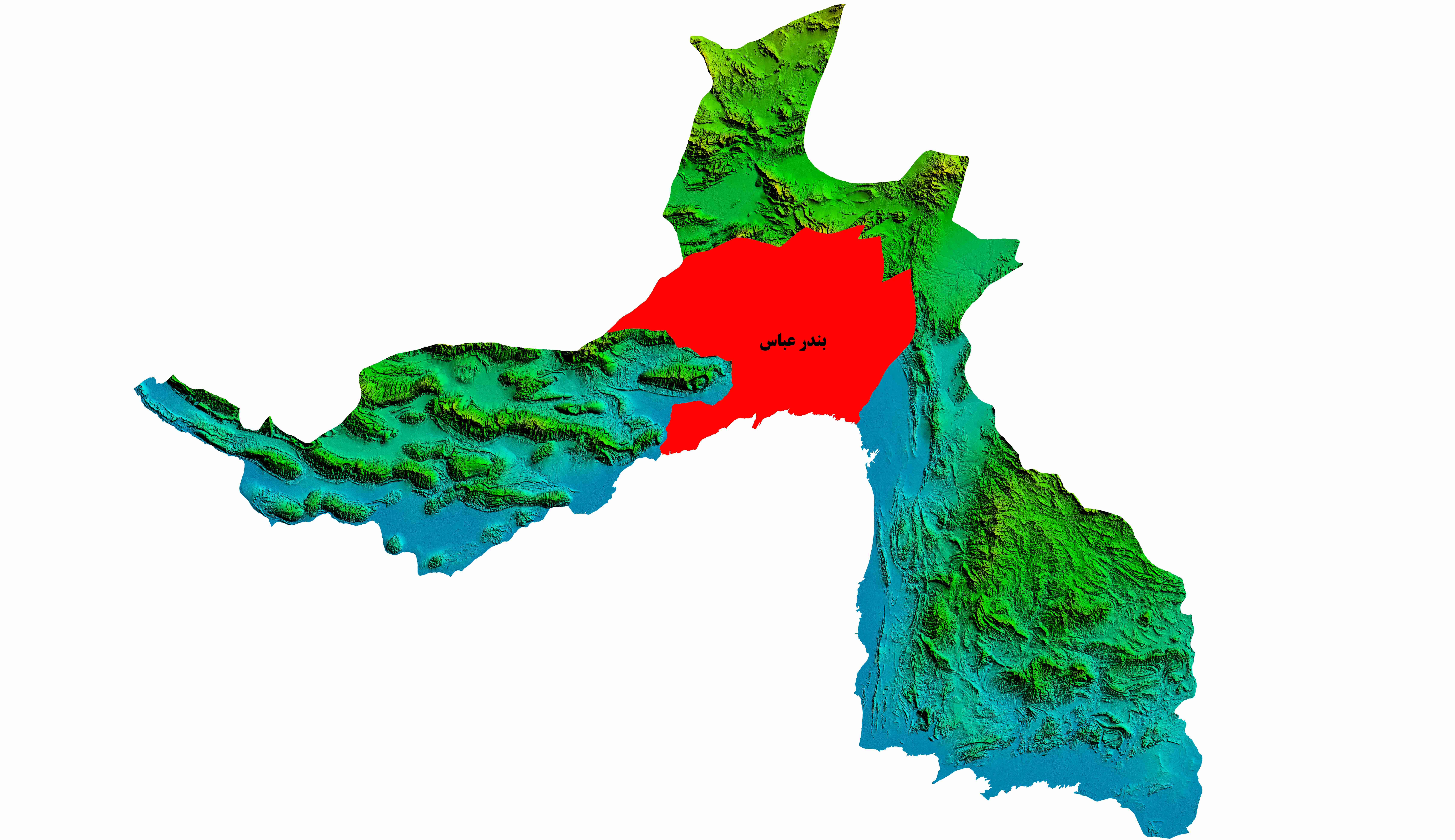 نقشه DEM  استان هرمزگان-شهر بندرعباس