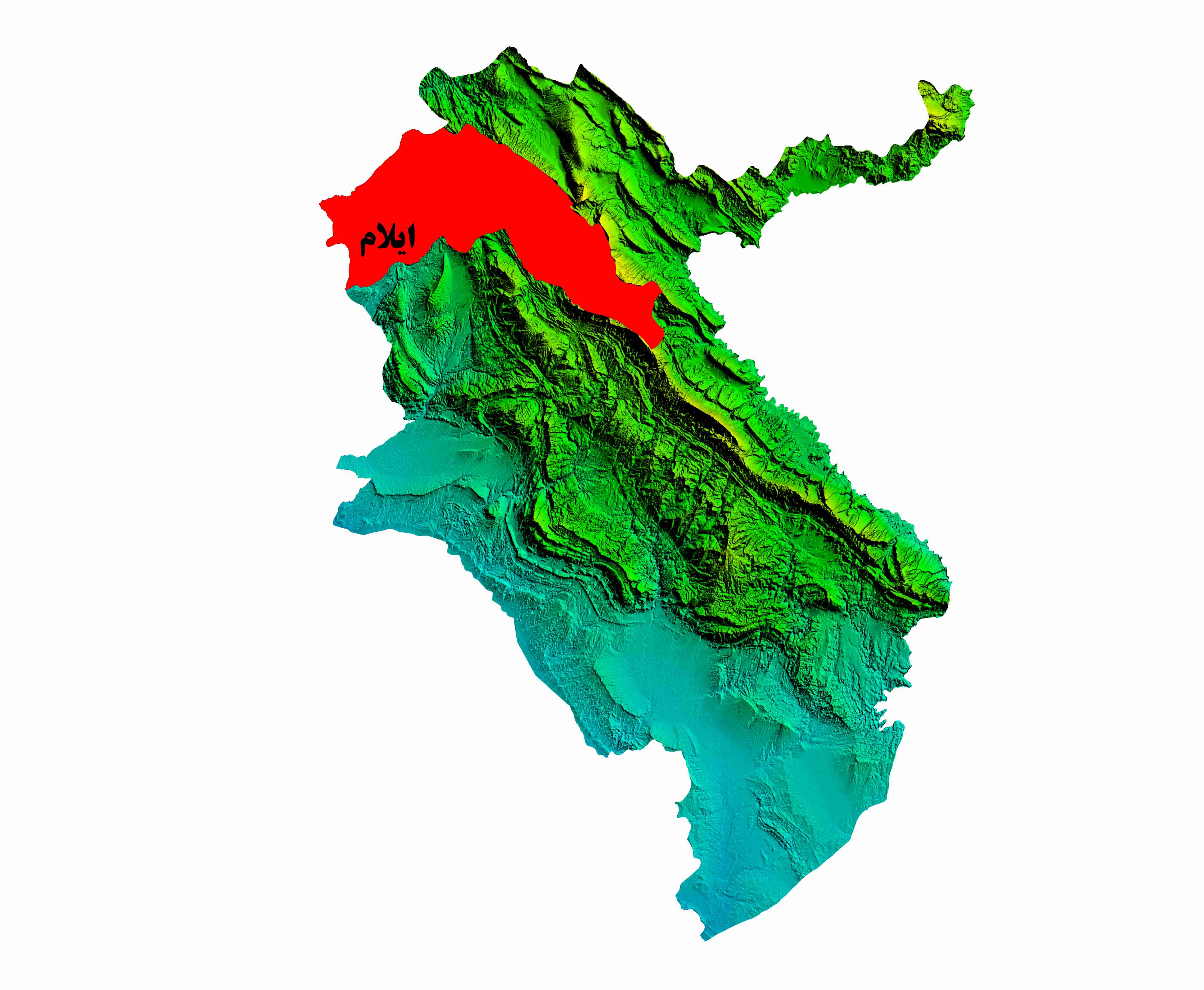 نقشه  DEM استان ایلام-شهرستان ایلام