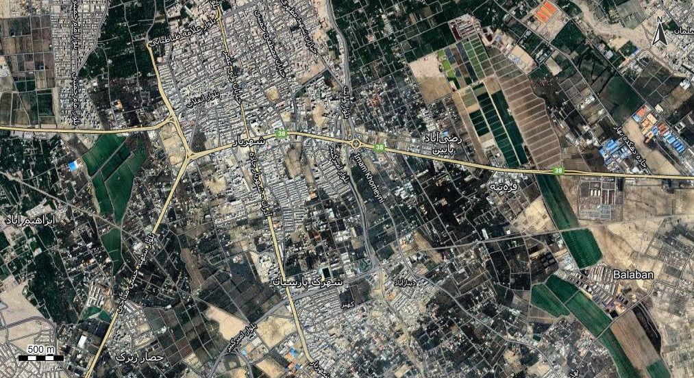 نقشه با تصویر هوایی - ماهواره ای شهریار در اتوکد با مختصات UTM