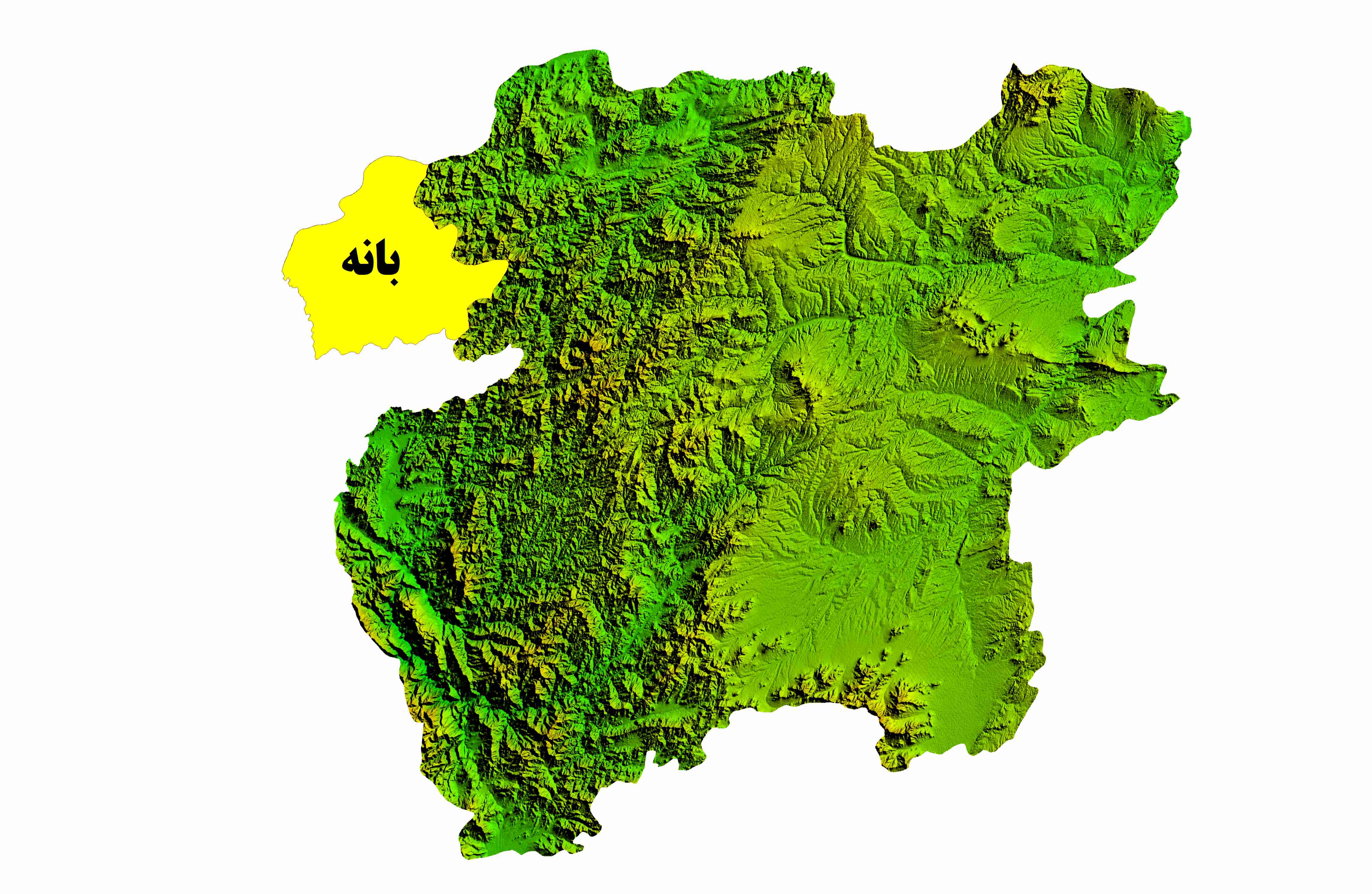 نقشه DEM  استان کردستان- شهرستان بانه
