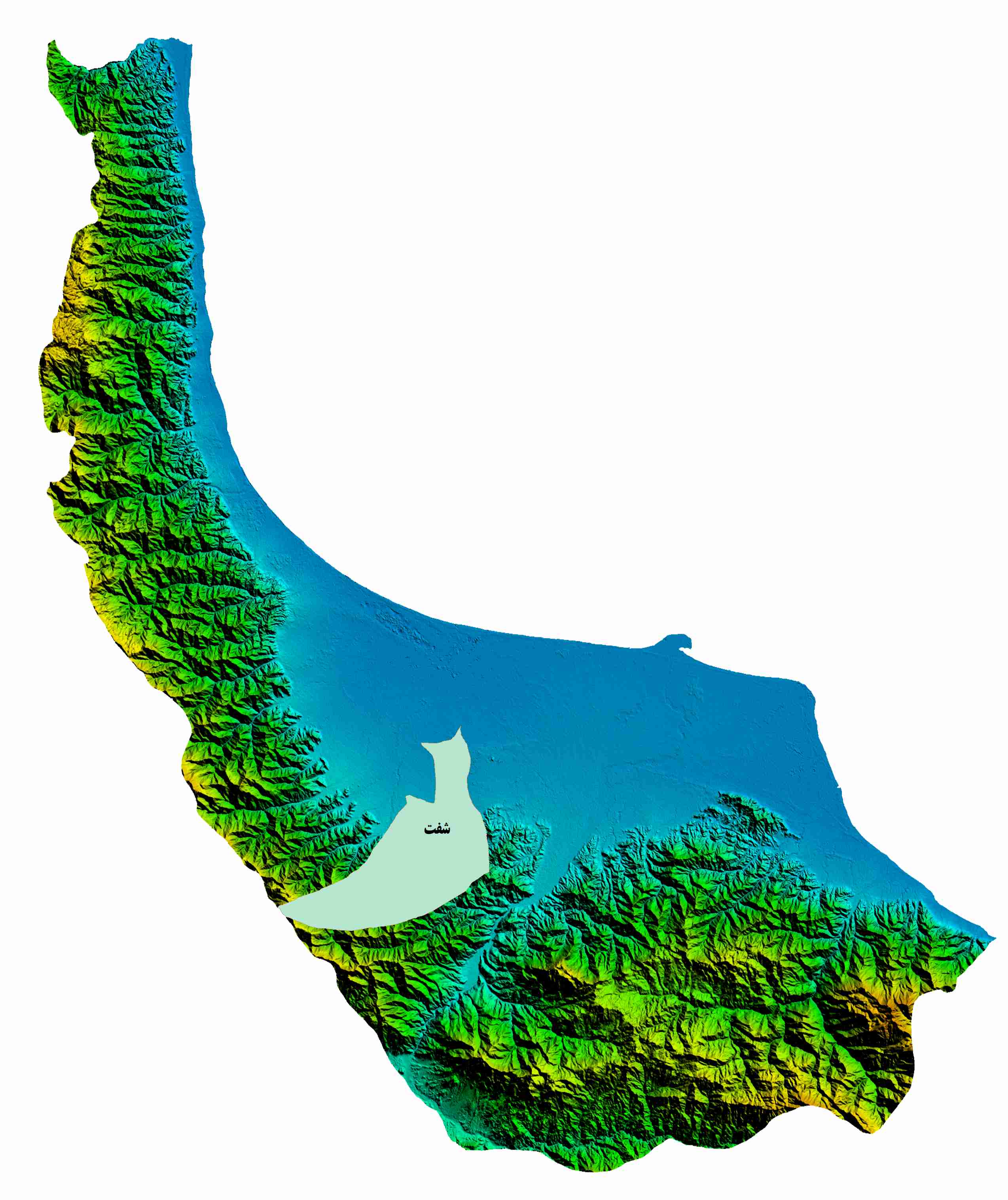 نقشه DEM  استان گیلان -شهرستان شفت