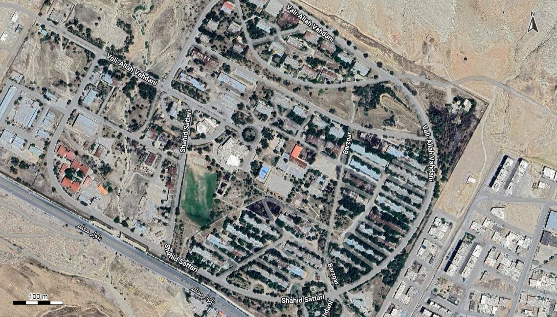 نقشه همراه با تصویر هوایی - ماهواره ای شهر آبدانان در اتوکد با مختصات UTM