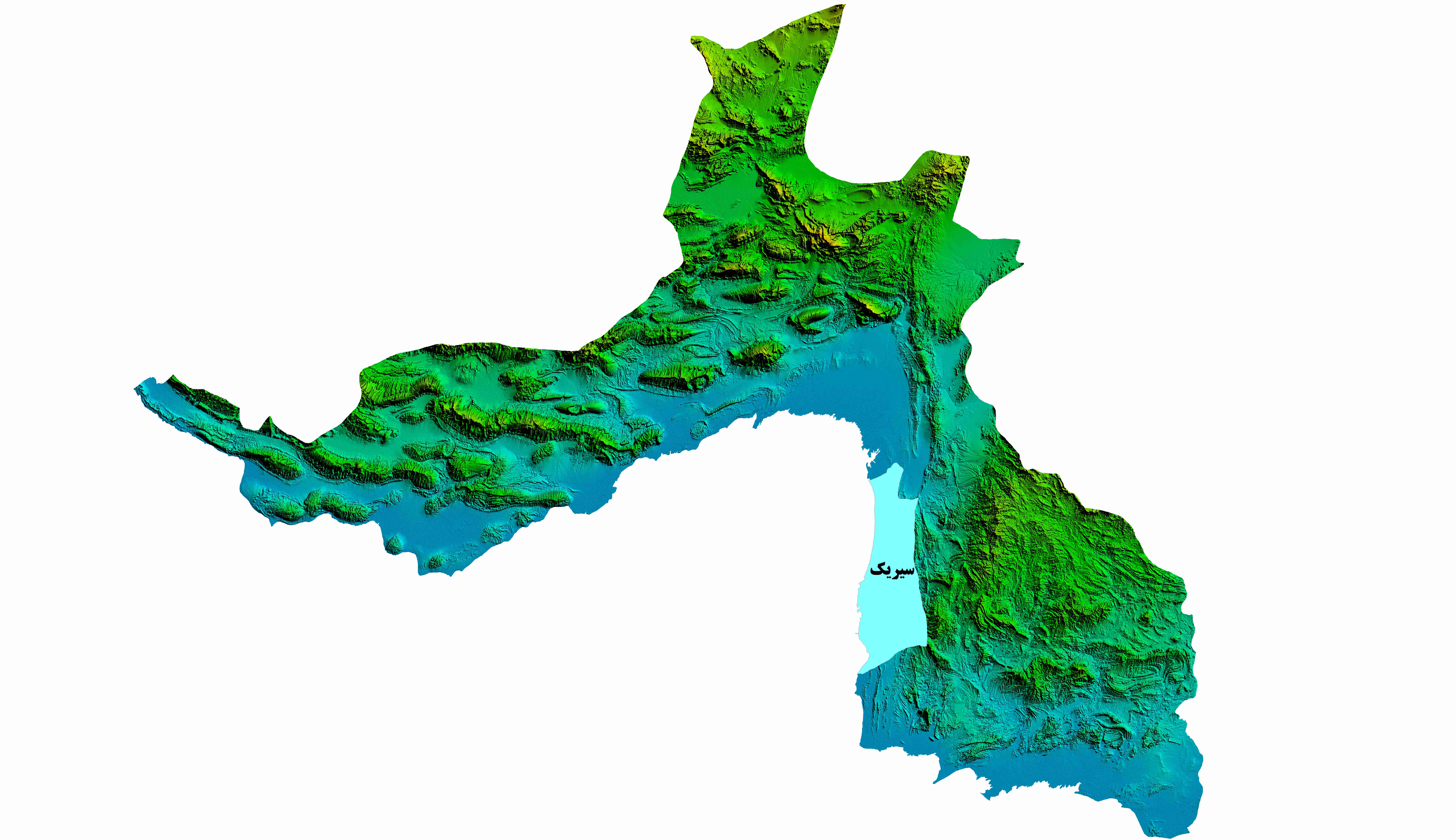 نقشه DEM  استان هرمزگان-شهرستان سیریک