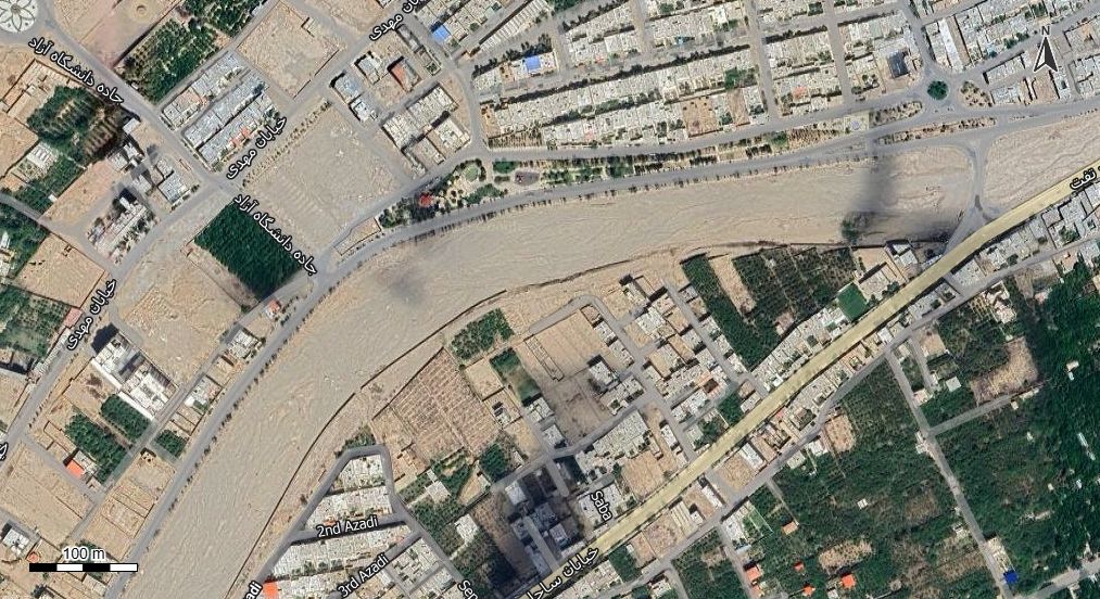 نقشه همراه با تصویر هوایی - ماهواره ای تفت در اتوکد با مختصات UTM